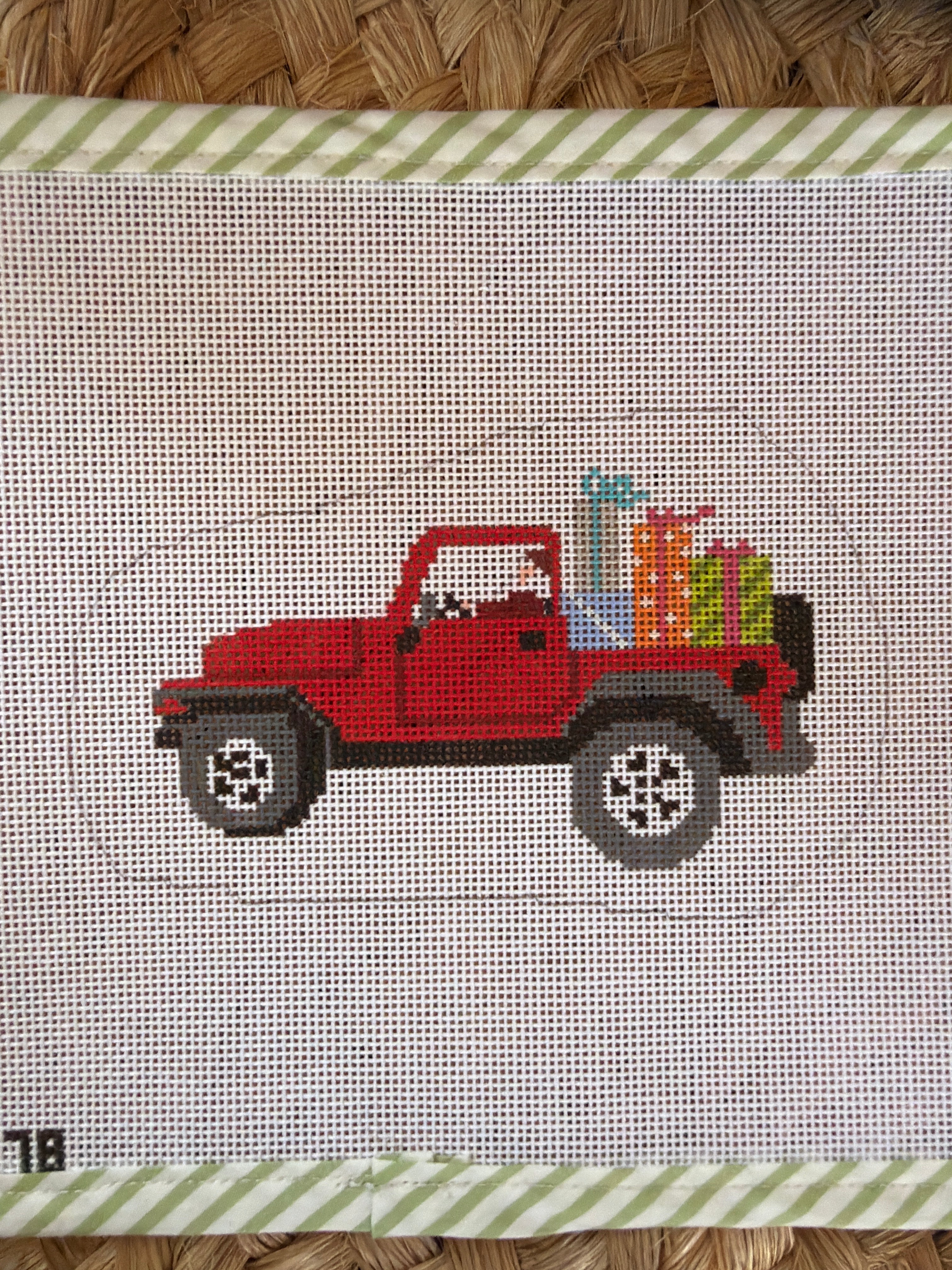Santa Driving Jeep | Needlepoint Canvas