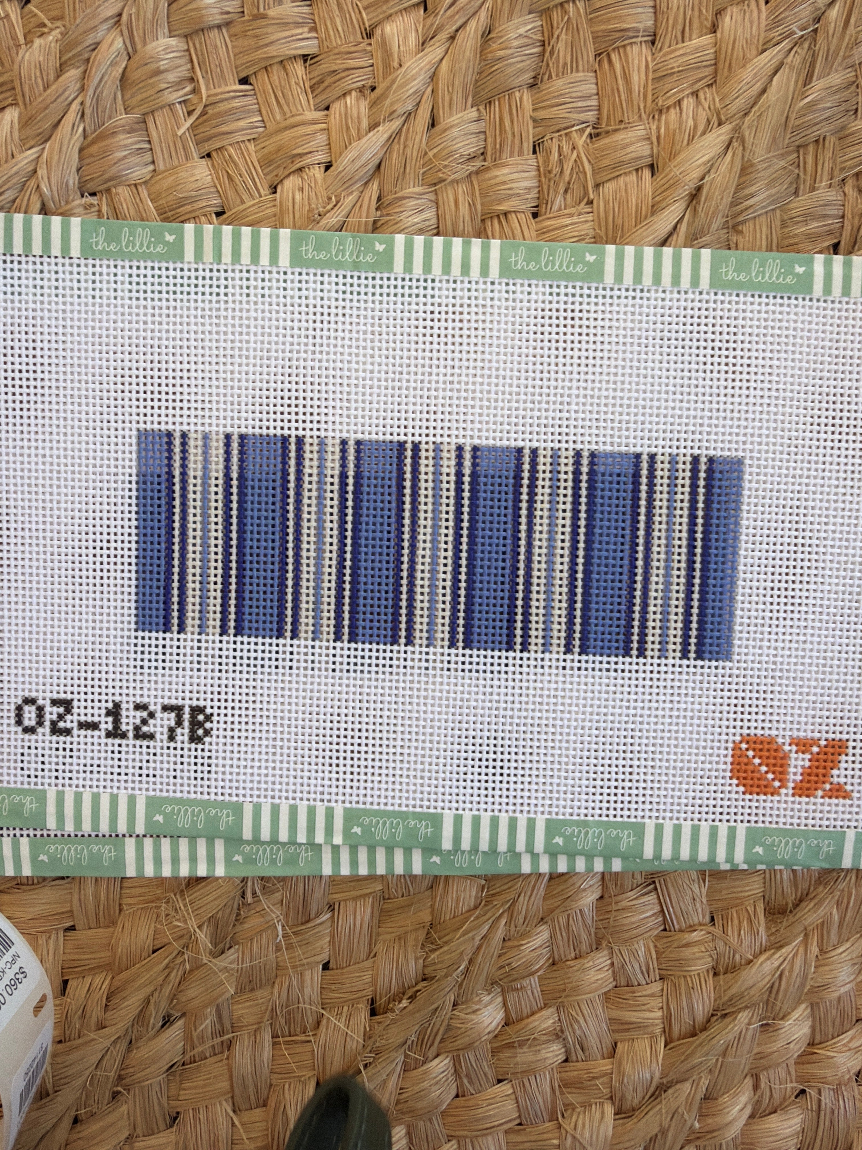 Blue Ticking Needlepoint Fob | Needlepoint Canvas