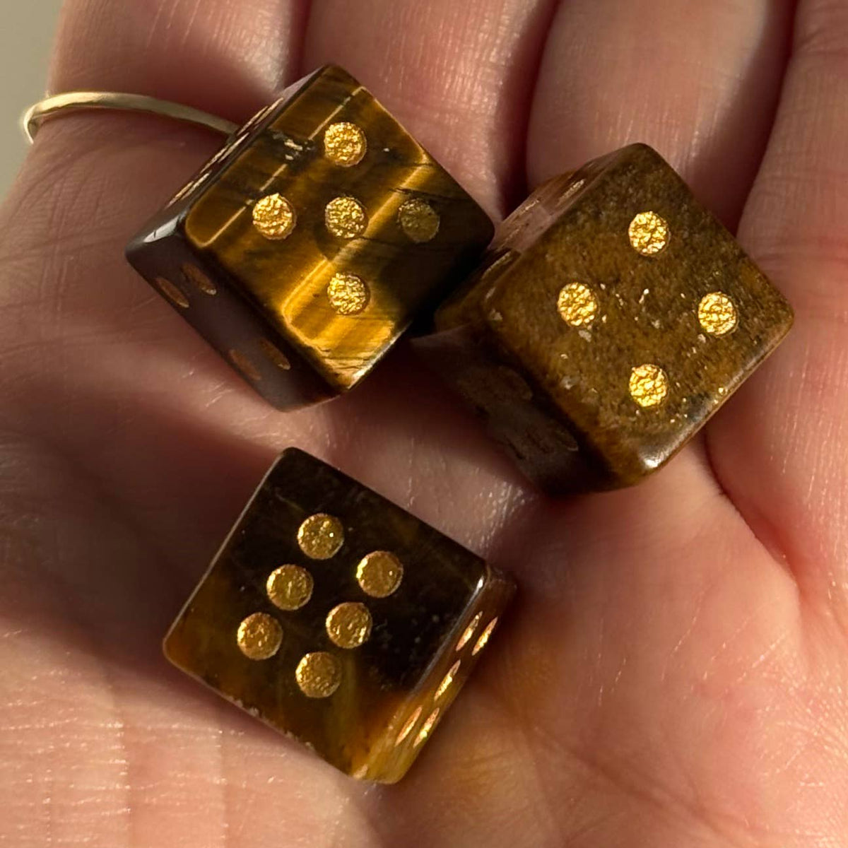 The Lillie Crystal Dice Set - Tiger’s Eye