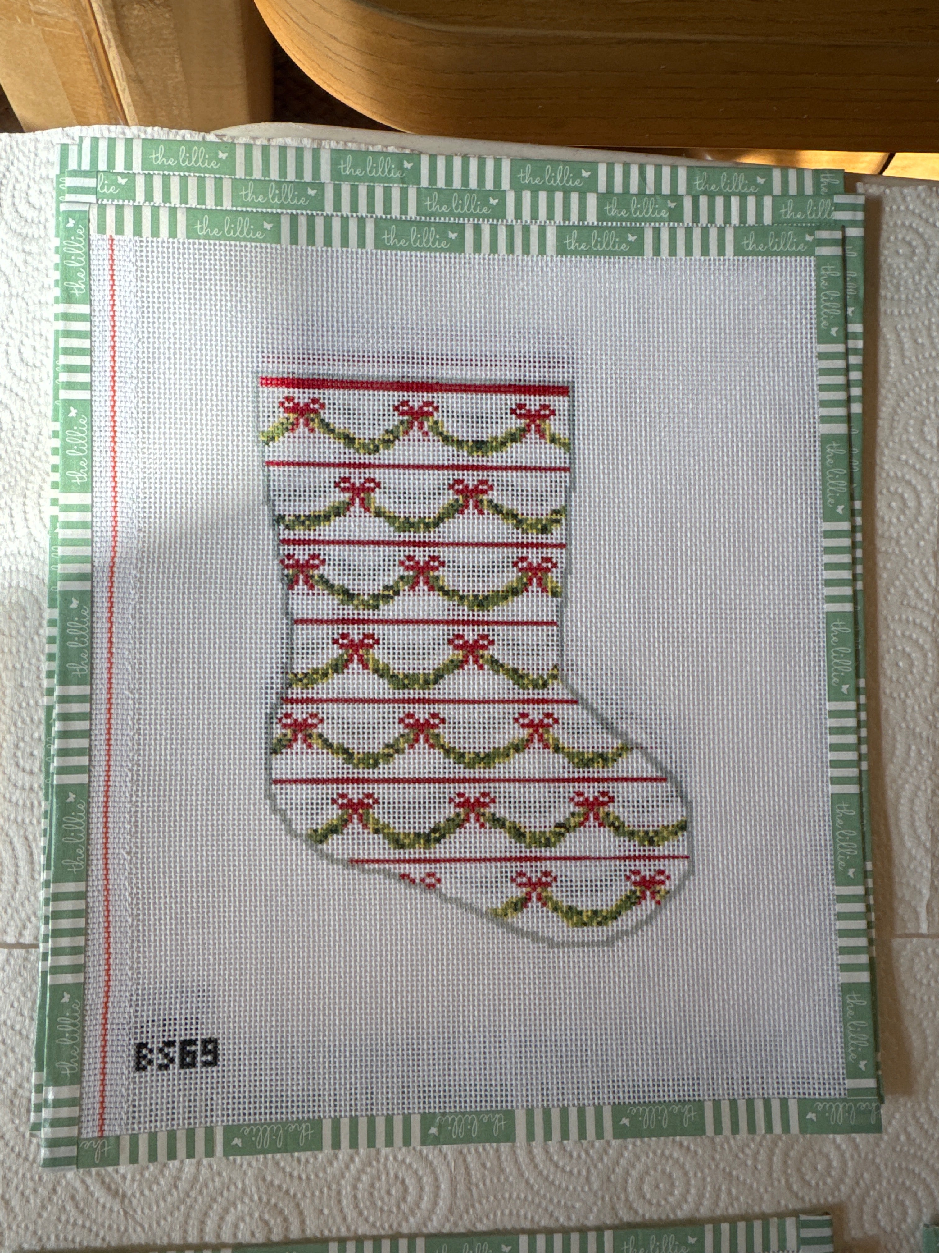 Christmas Garland Gala Ornament Sized Stocking | Needlepoint Canvas