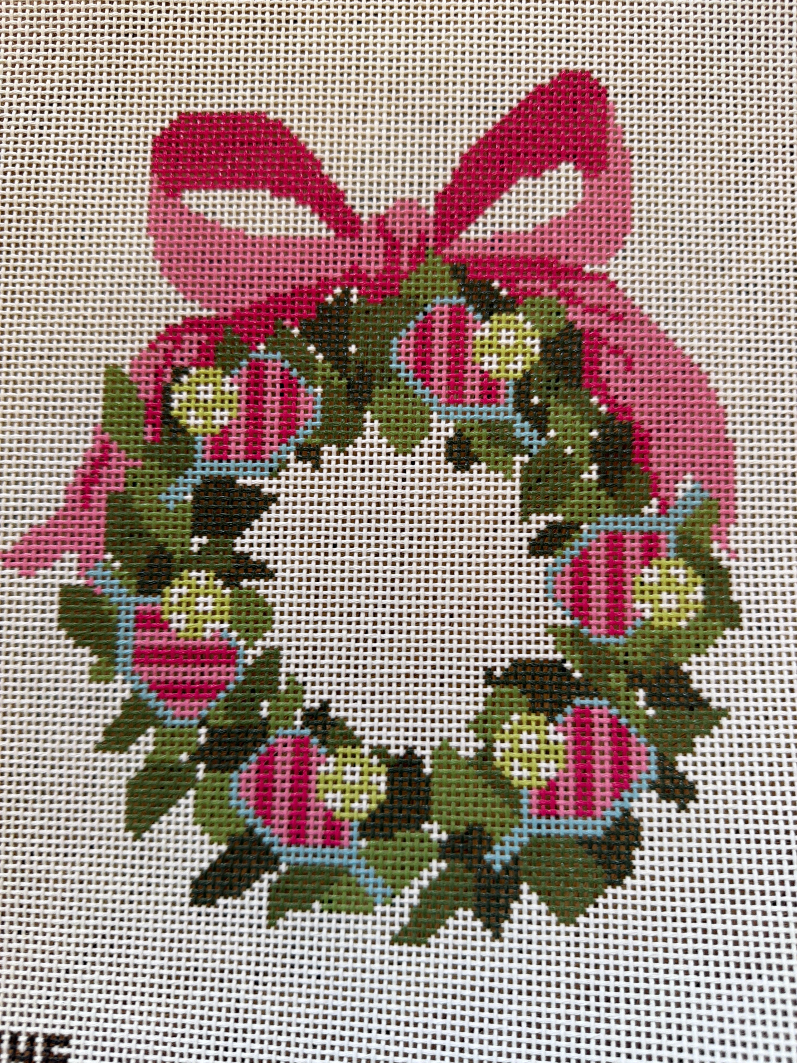 Pickleball Wreath – Pink | Needlepoint Canvas