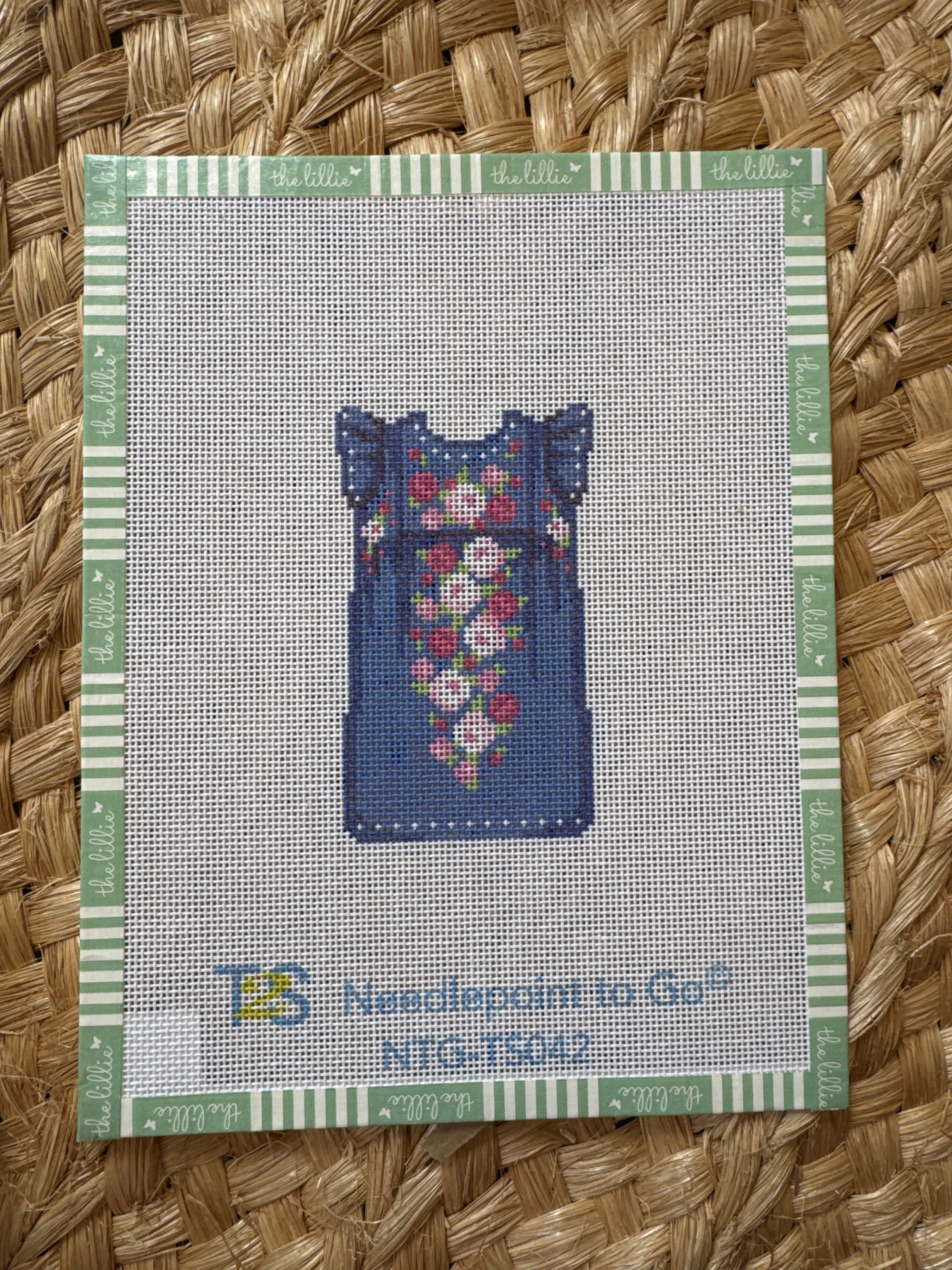 Navy/Pink Mini Oaxaca Dress | Needlepoint Canvas