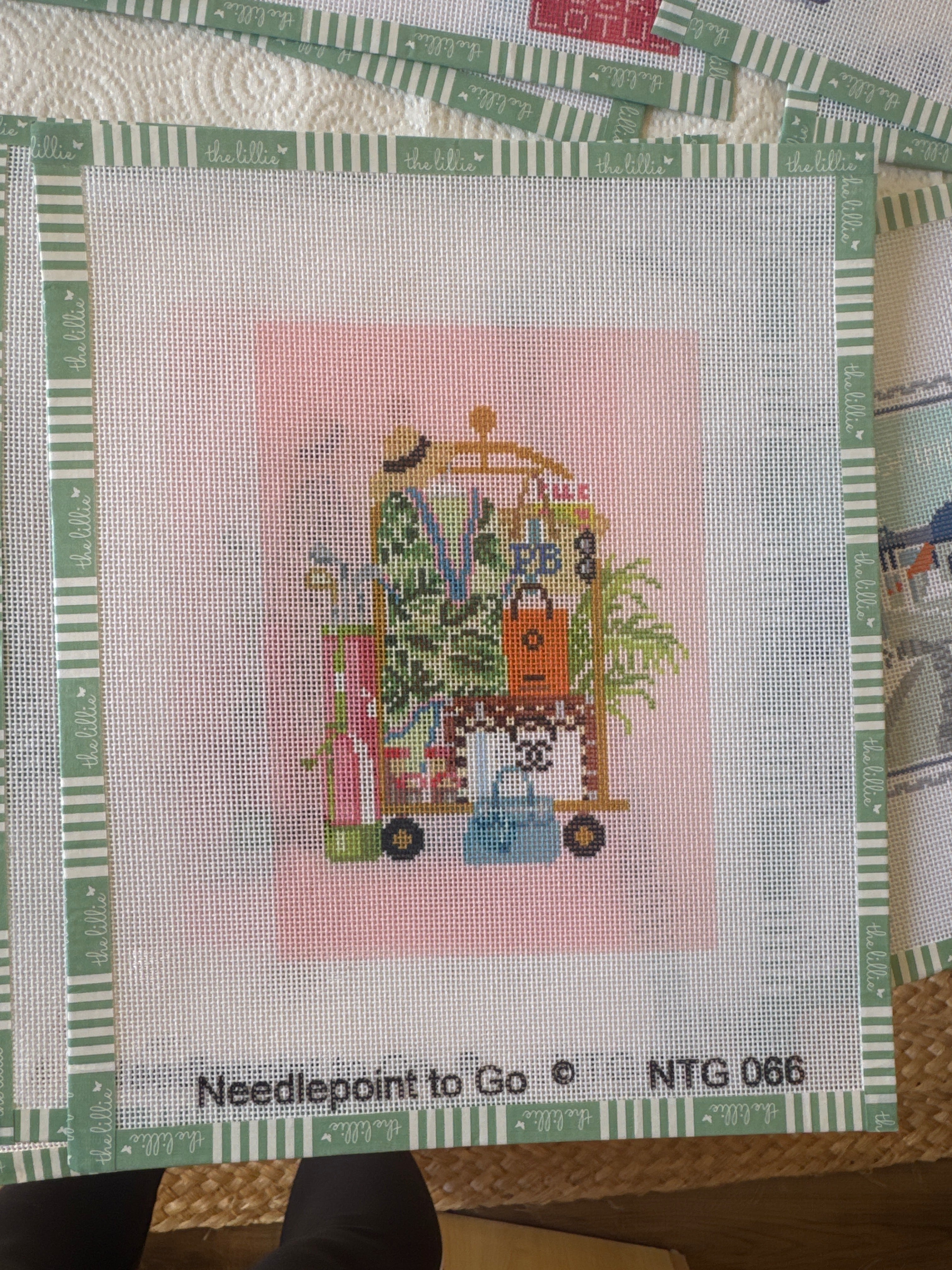 Palm Beach Luggage Cart | Needlepoint Canvas