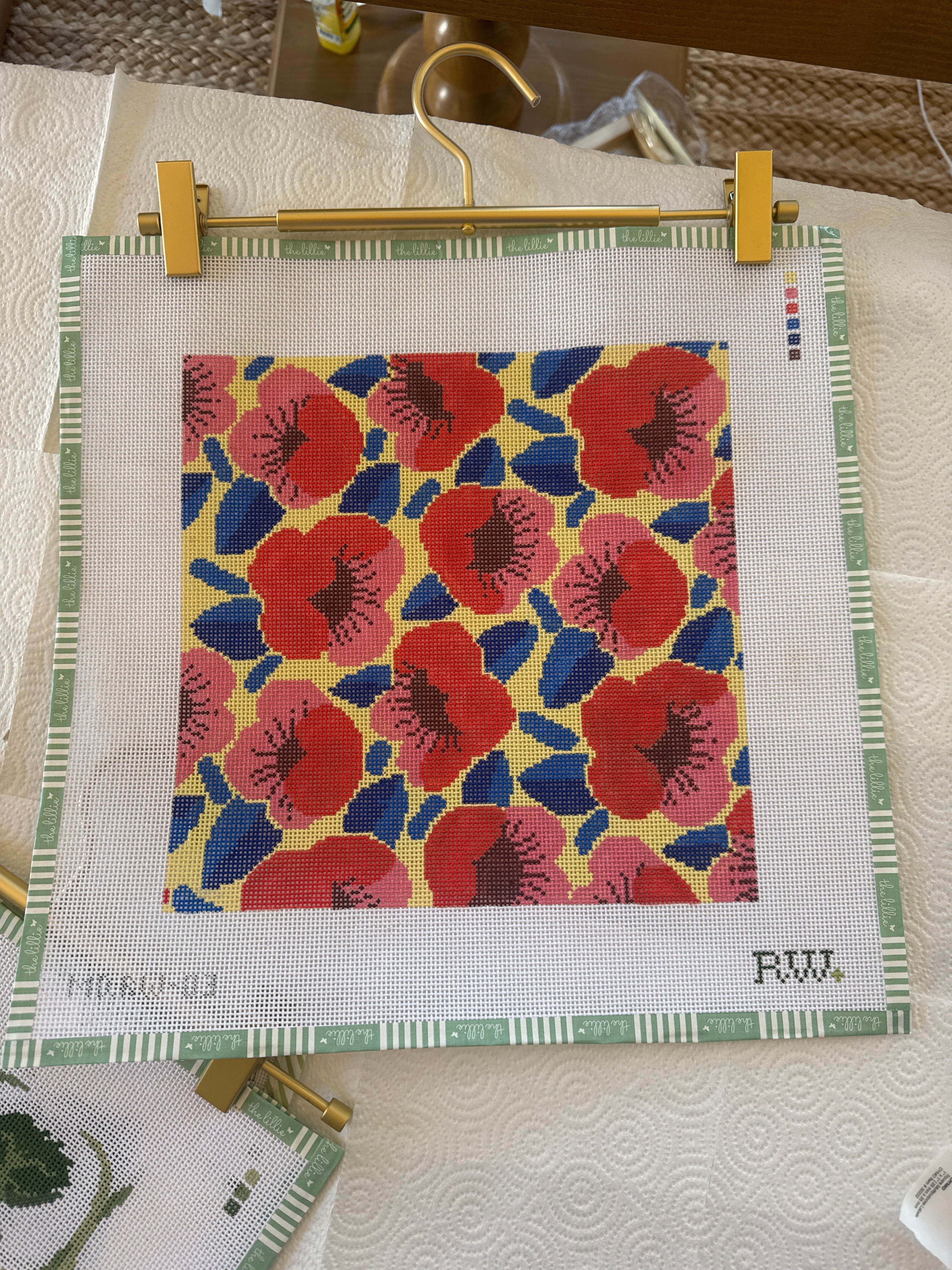 Retro Peonies | Needlepoint Canvas
