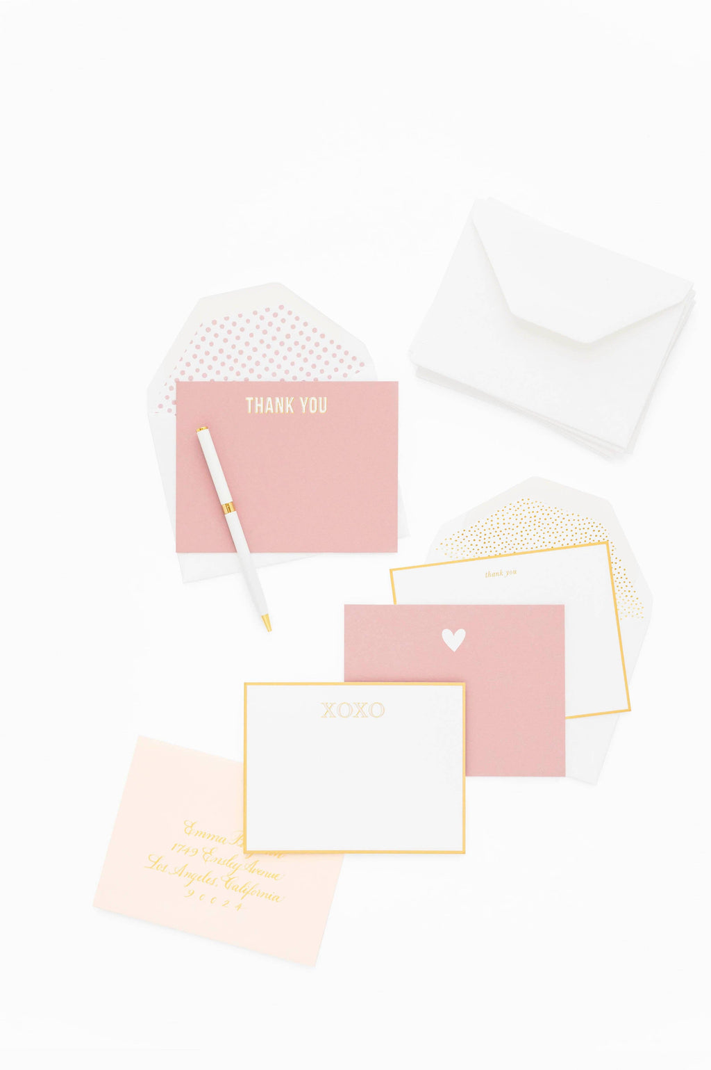 Pink XOXO Letterpress Note Set