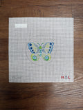 Butterfly Round Coaster needlepoint canvas by Maiden Lane