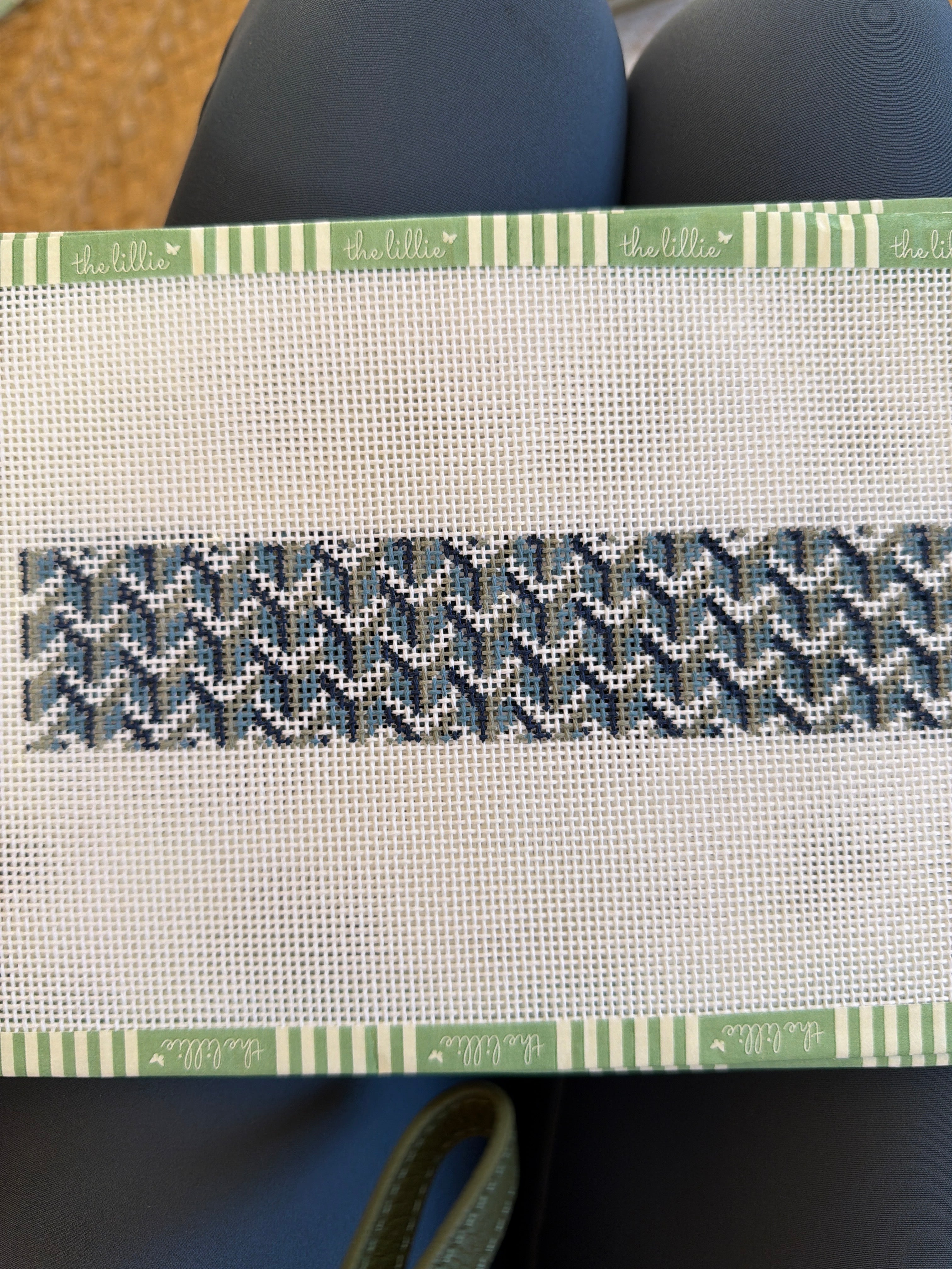 Y Pattern Keychain – Blue | Needlepoint Canvas