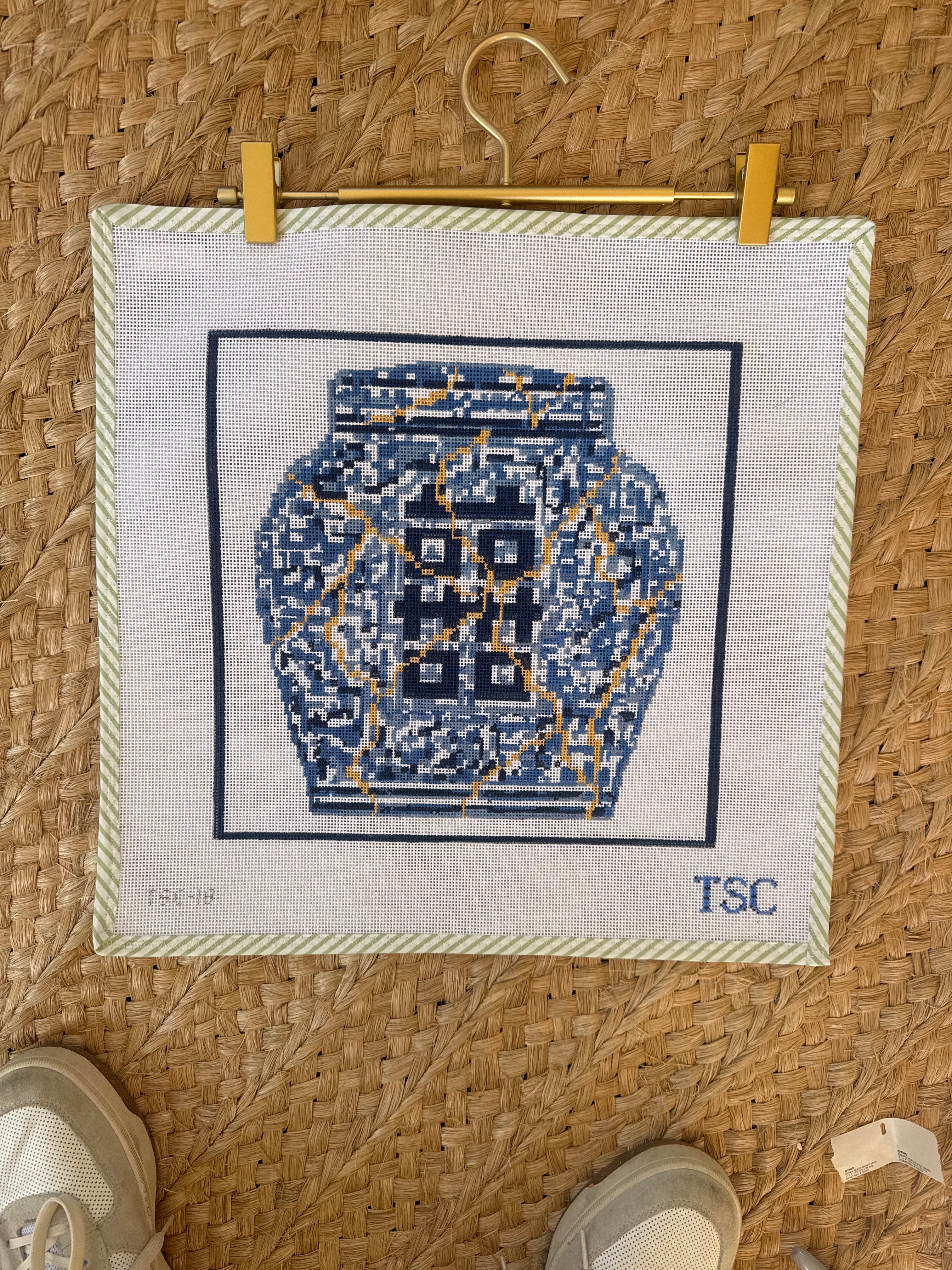 Kintsugi Ginger Jar Pillow | Needlepoint Canvas