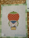 Coral and Green Hot Air Balloon with Zebra | Needlepoint Canvas