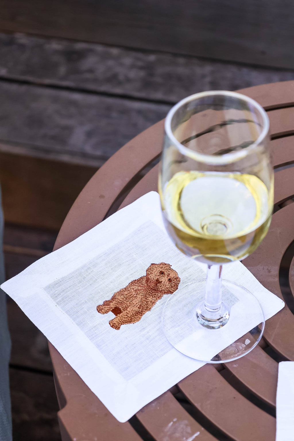Embroidered Linen Cocktail Napkins - Cavapoo