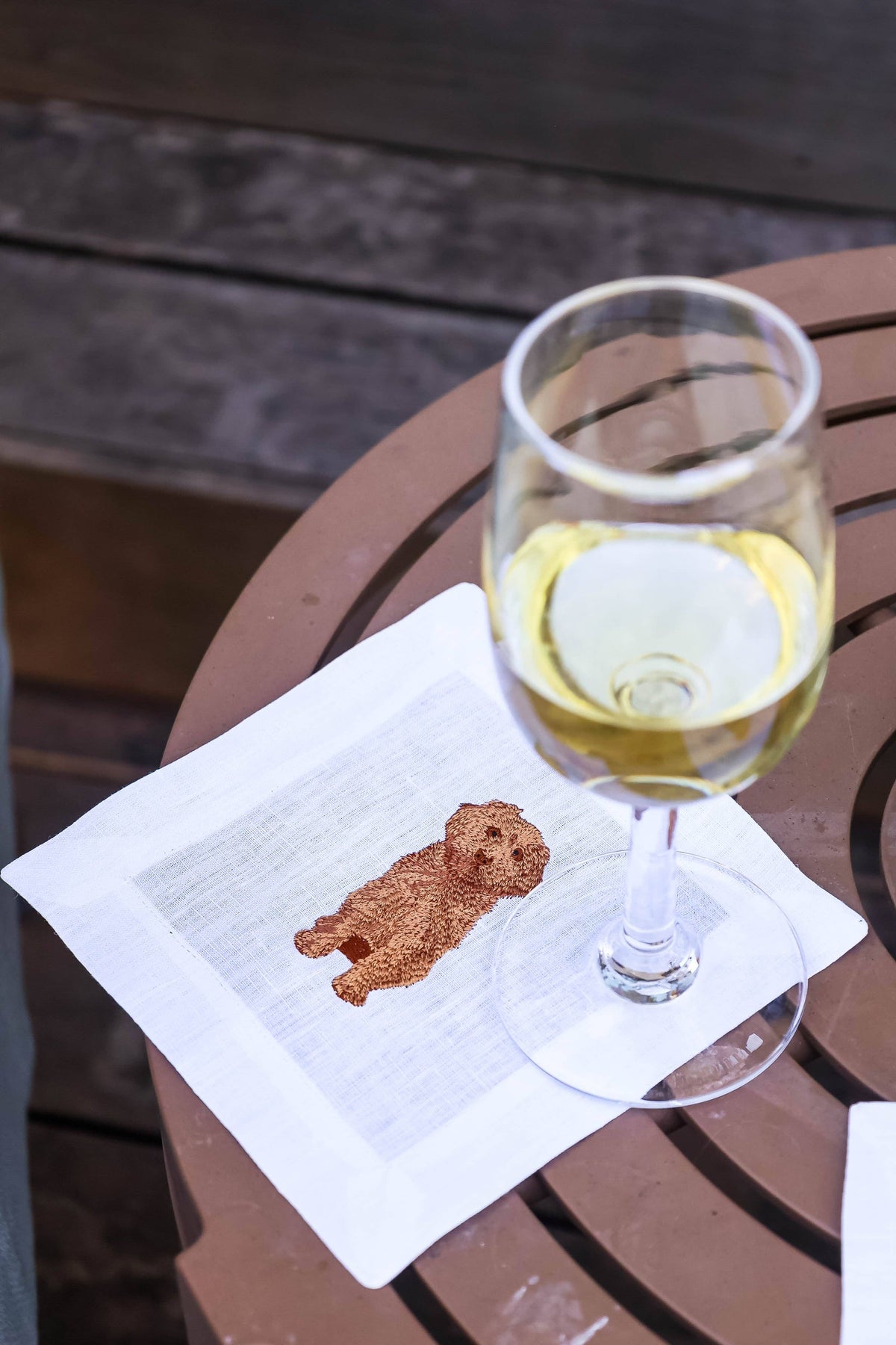 Embroidered Linen Cocktail Napkins - Cavapoo