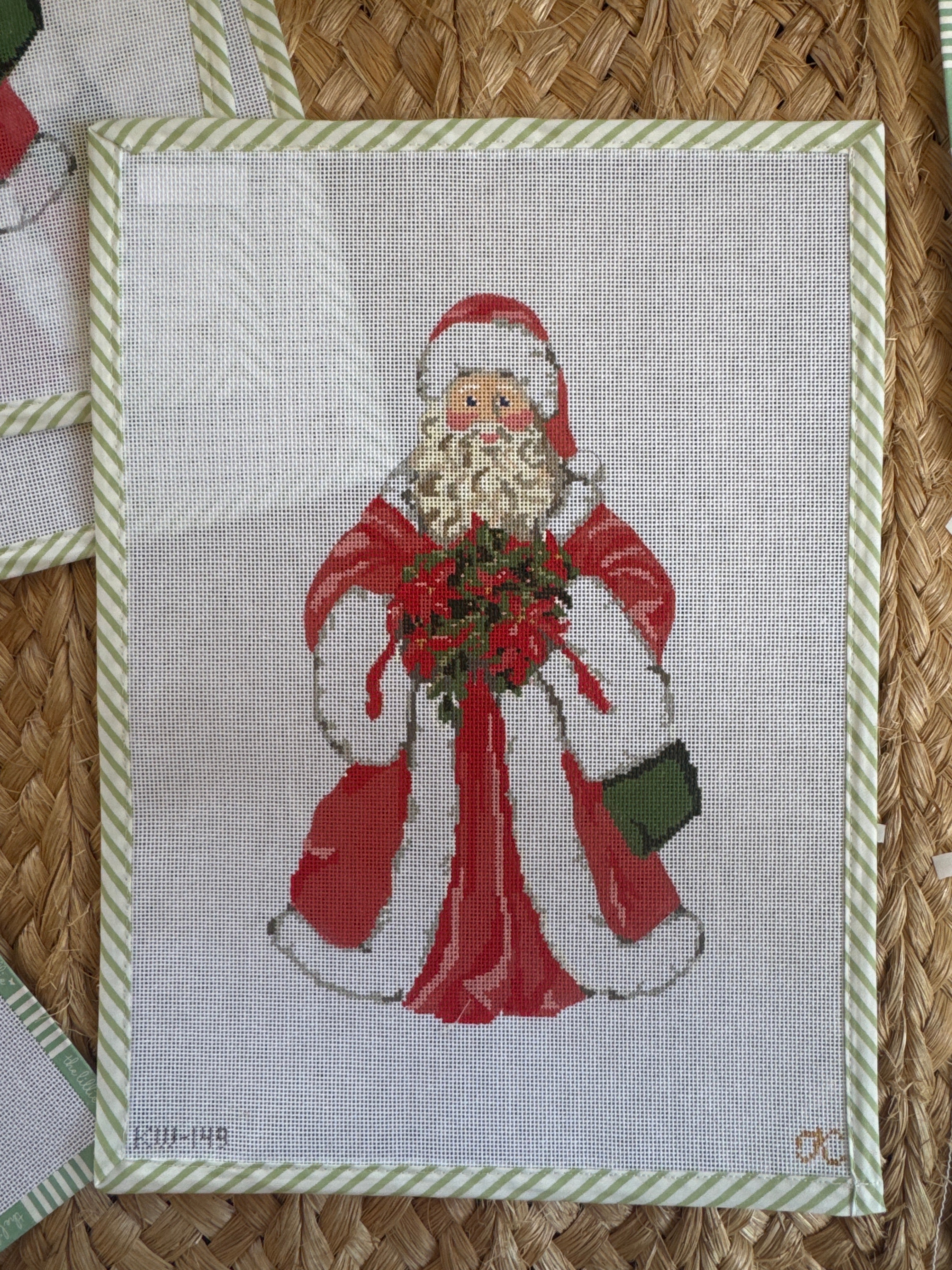 Santa with Poinsetta | Needlepoint Canvas
