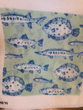 Green and Blue Fish Pillow / Frame | Needlepoint Canvas