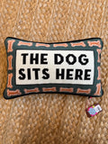 Dog Sits Here Needlepoint Pillow
