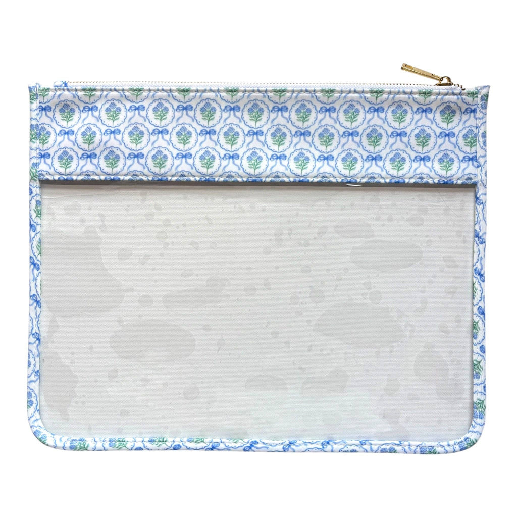 Stitches Blue Scallop Floral Hydrangea Project Bag