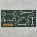 Bits and Nameplate Clutch Insert Hunter Green needlepoint canvas