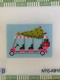 Palm Beach Christmas – Golf Cart with Tree | Needlepoint Canvas