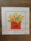 Parrot Tulips in an Hermes Shopping Bag | Needlepoint Canvas