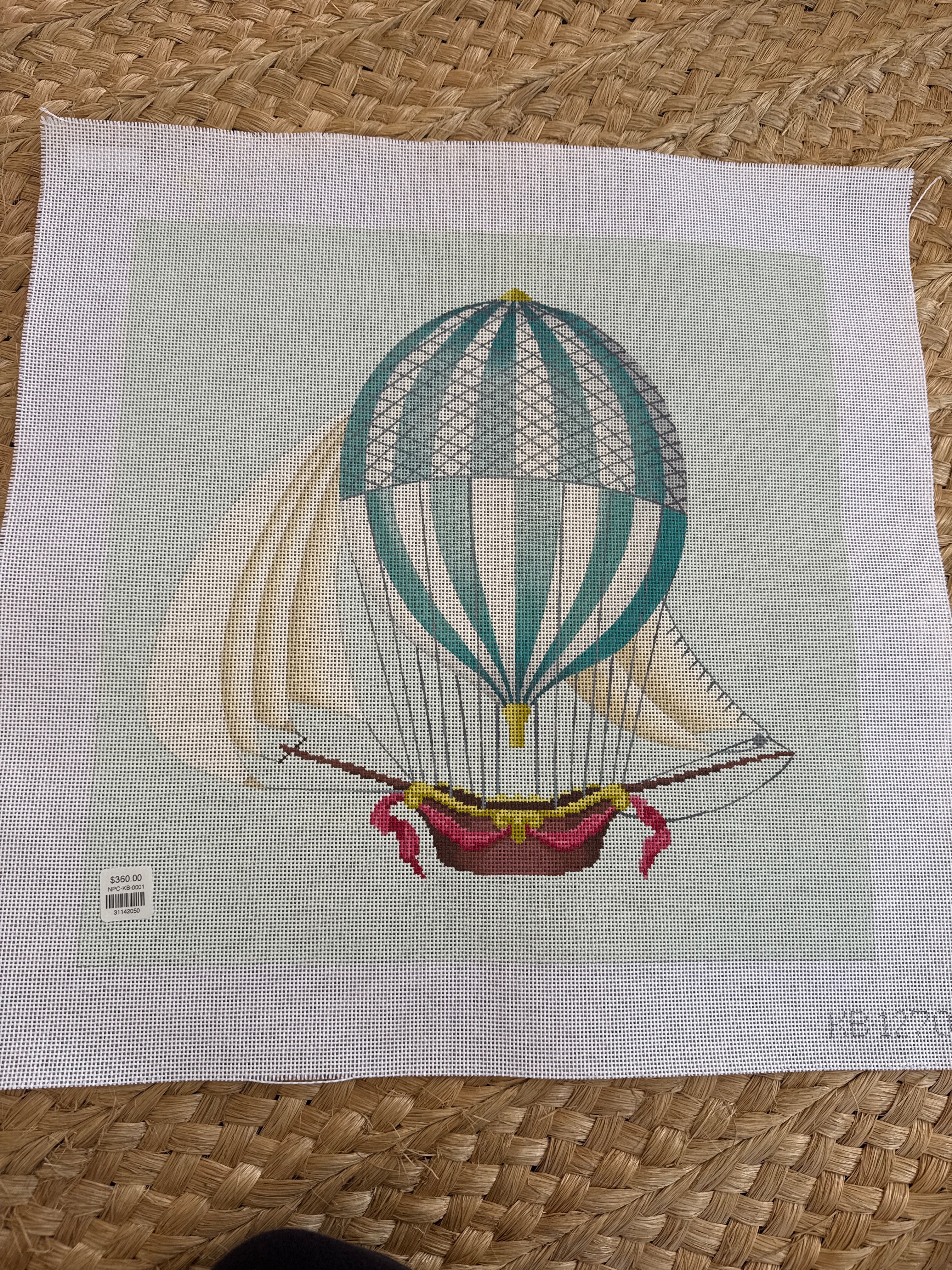 Hot Air Balloon – Large-Blue | Needlepoint Canvas
