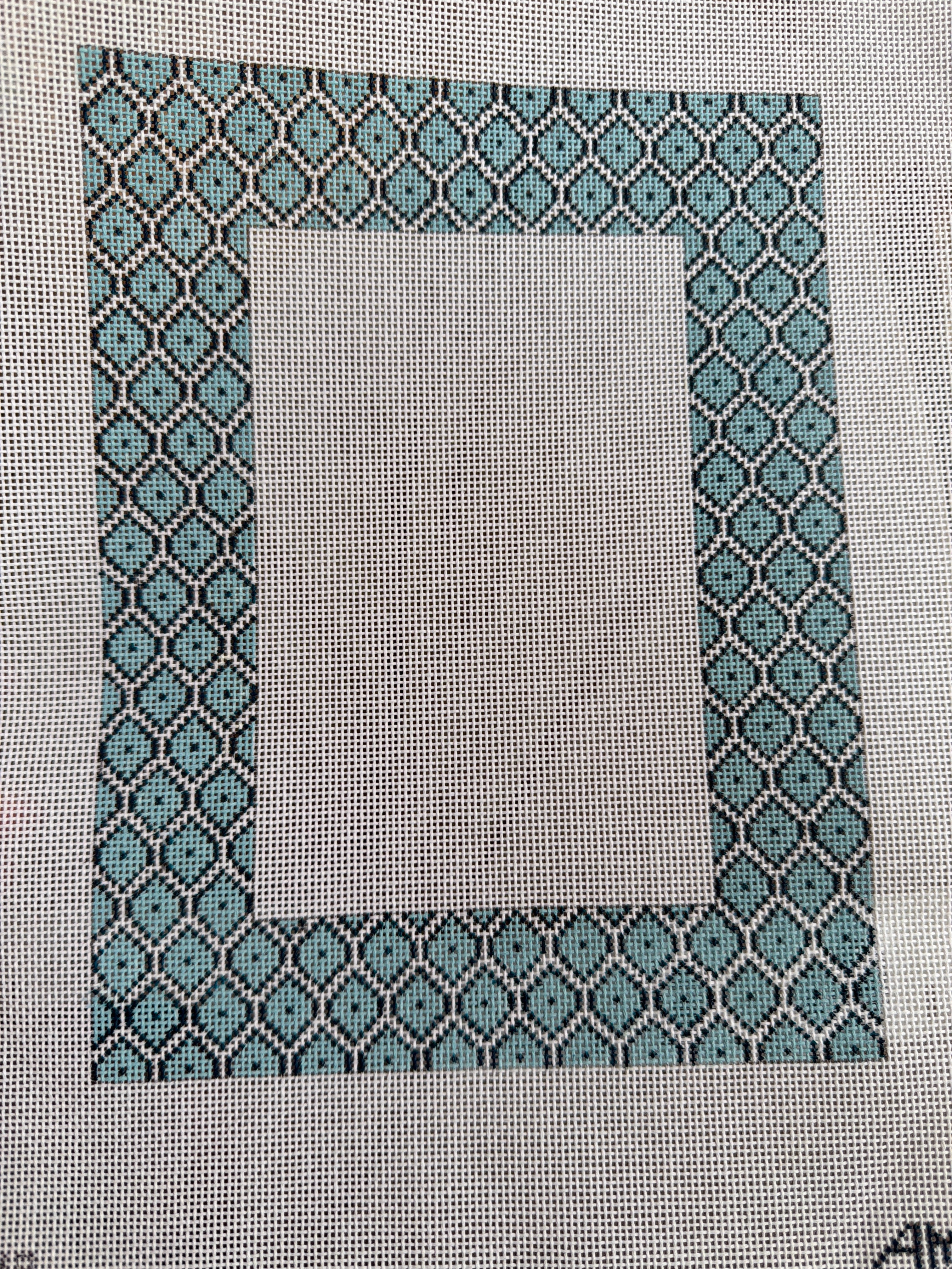 Blue Fish Scale Picture Frame | Needlepoint Canvas