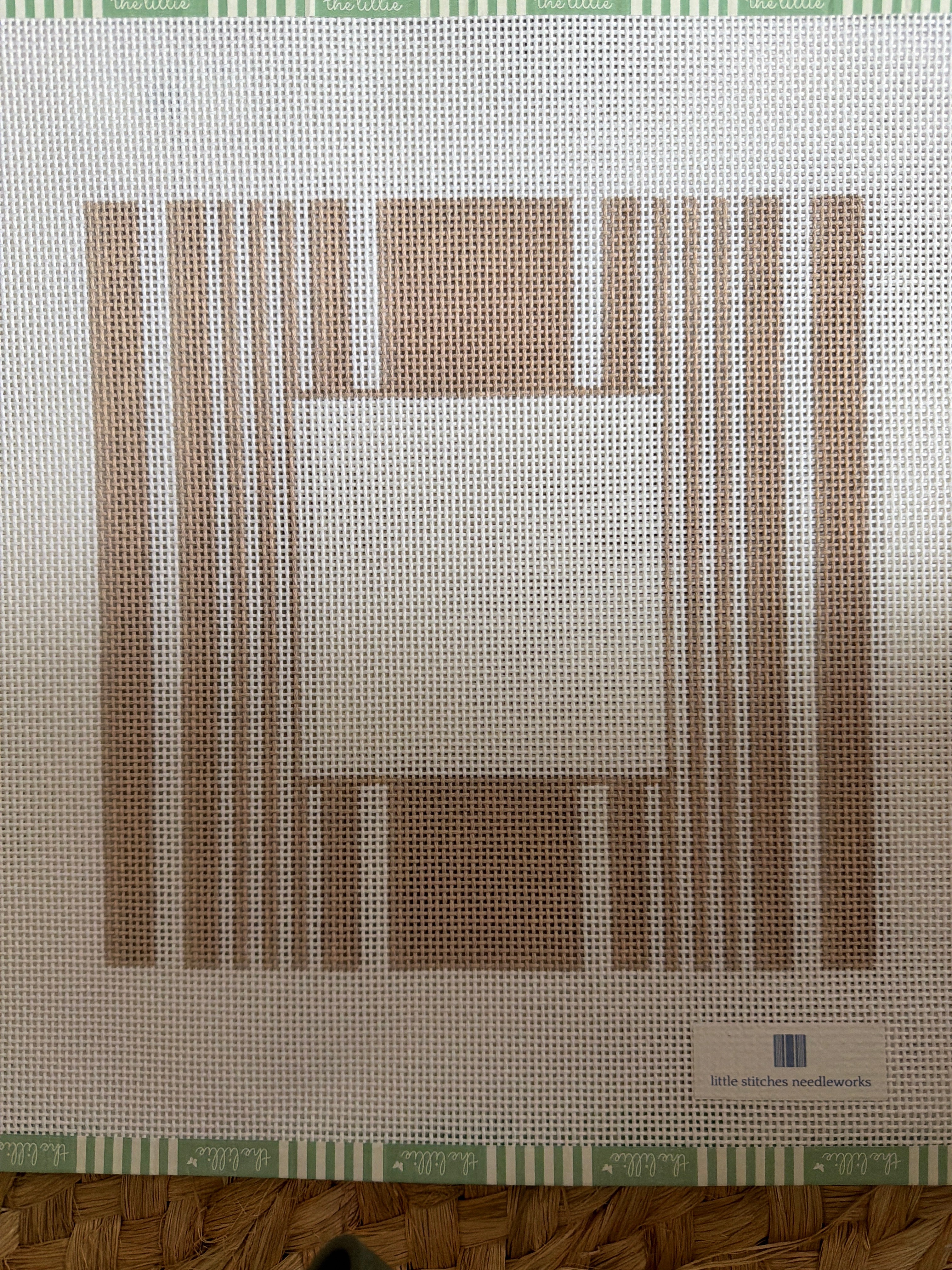 Ticking Frame Driftwood | Needlepoint Canvas