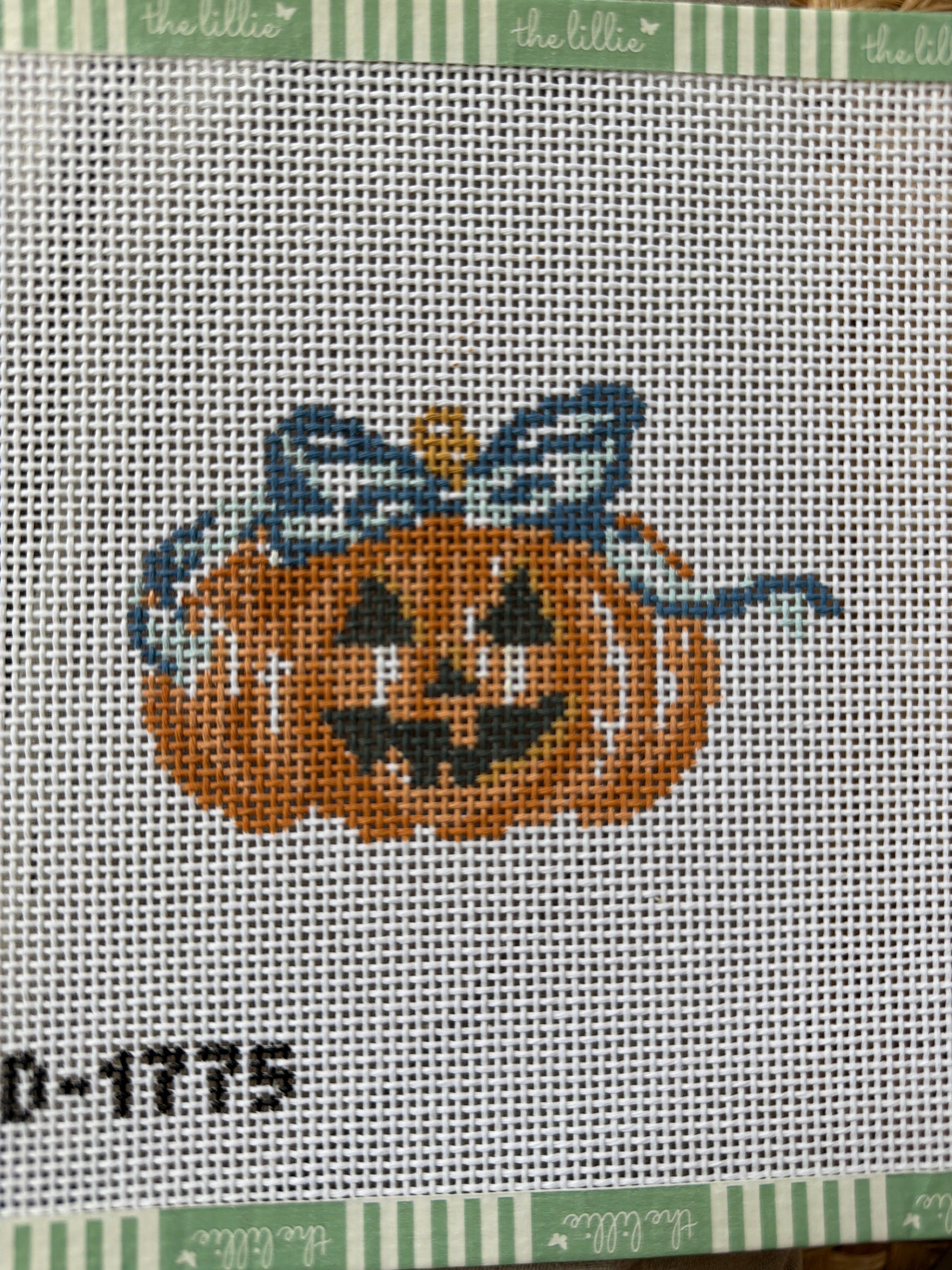 Pumpkin with Blue Bow | Needlepoint Canvas