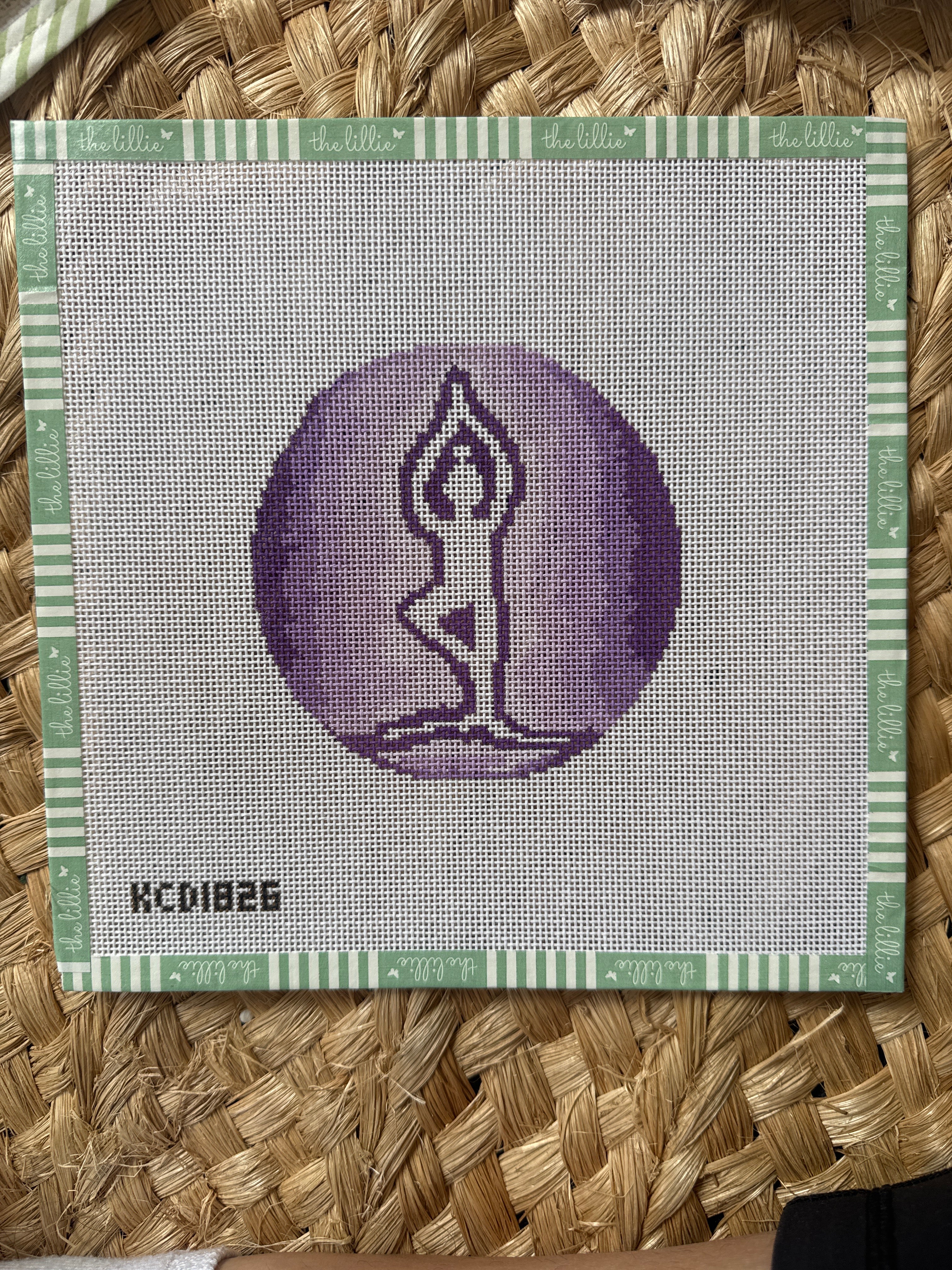 Yoga Tree Pose Round | Needlepoint Canvas