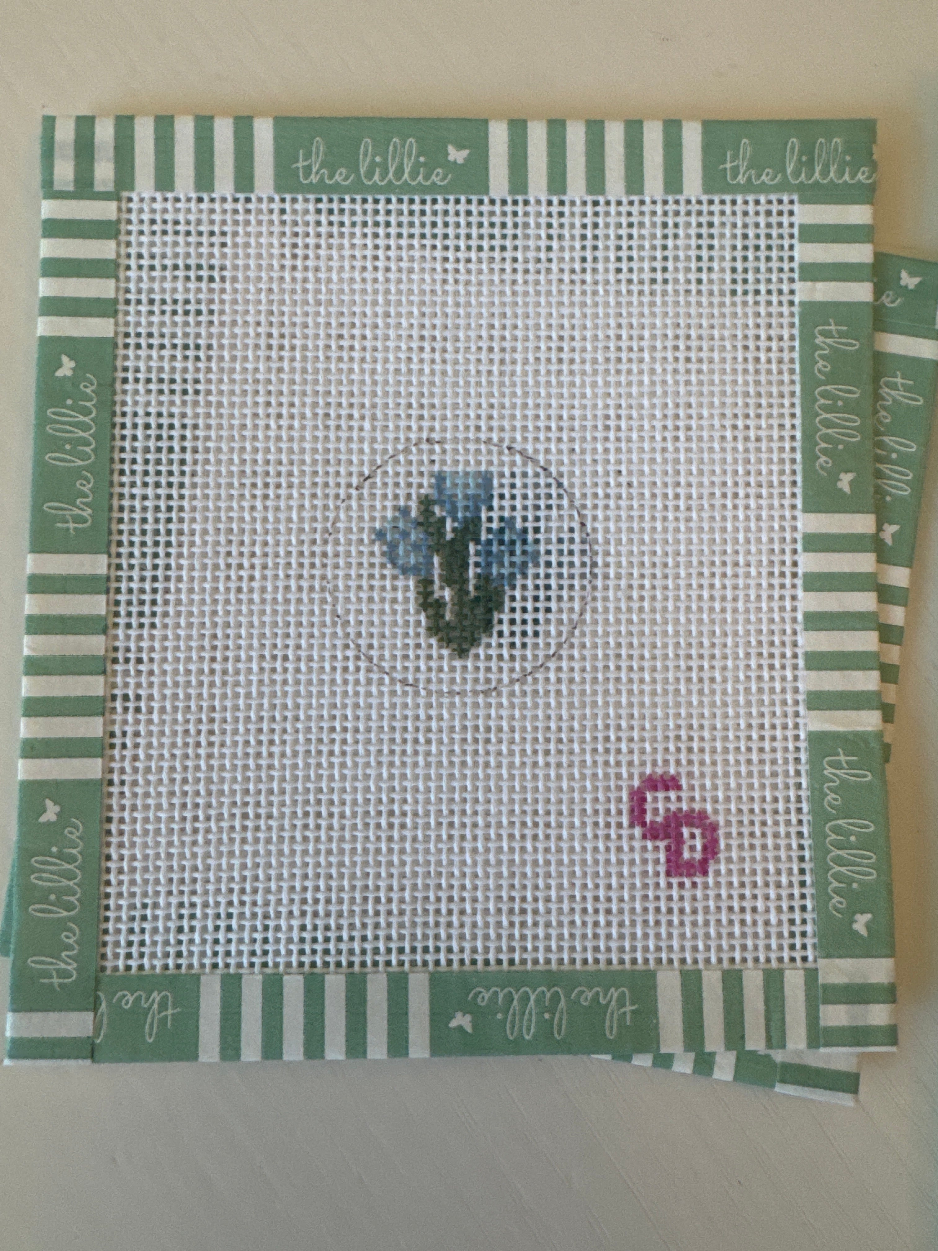 Key Fob Insert – Flowers | Needlepoint Canvas