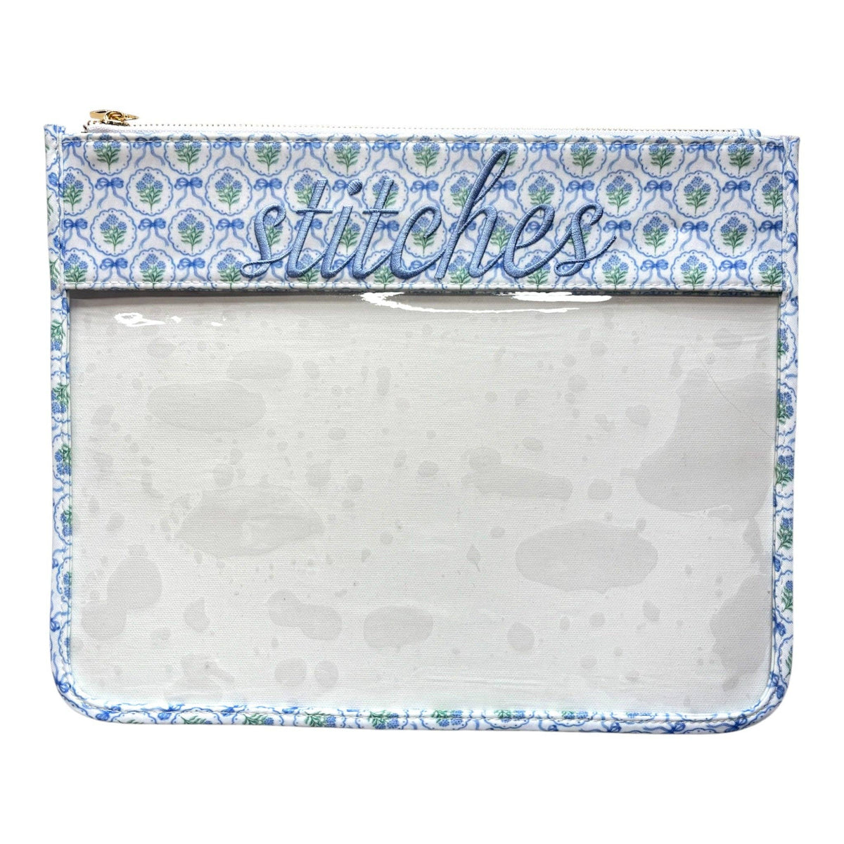 Stitches Blue Scallop Floral Hydrangea Project Bag