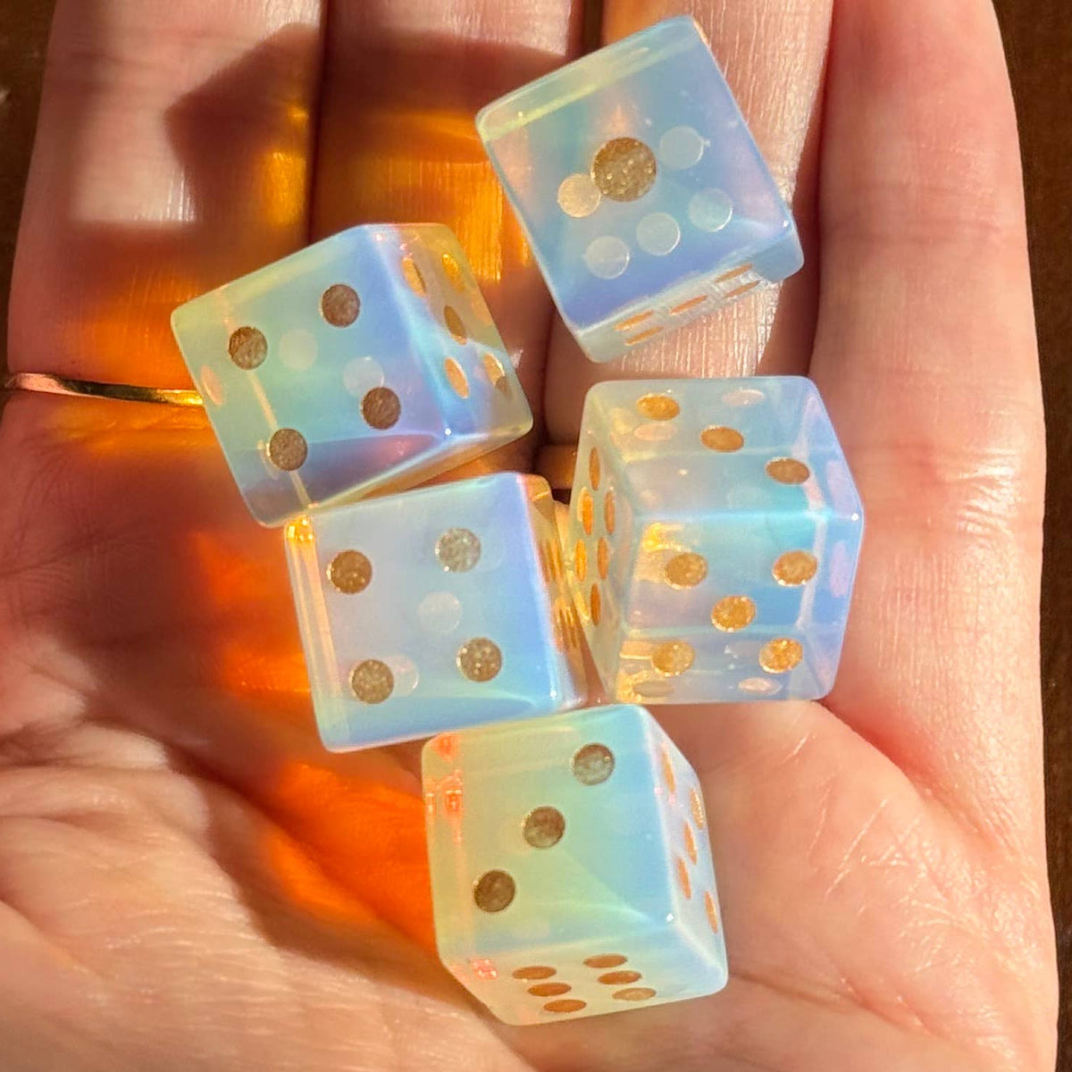 Opalite Carved Dice - Single Die