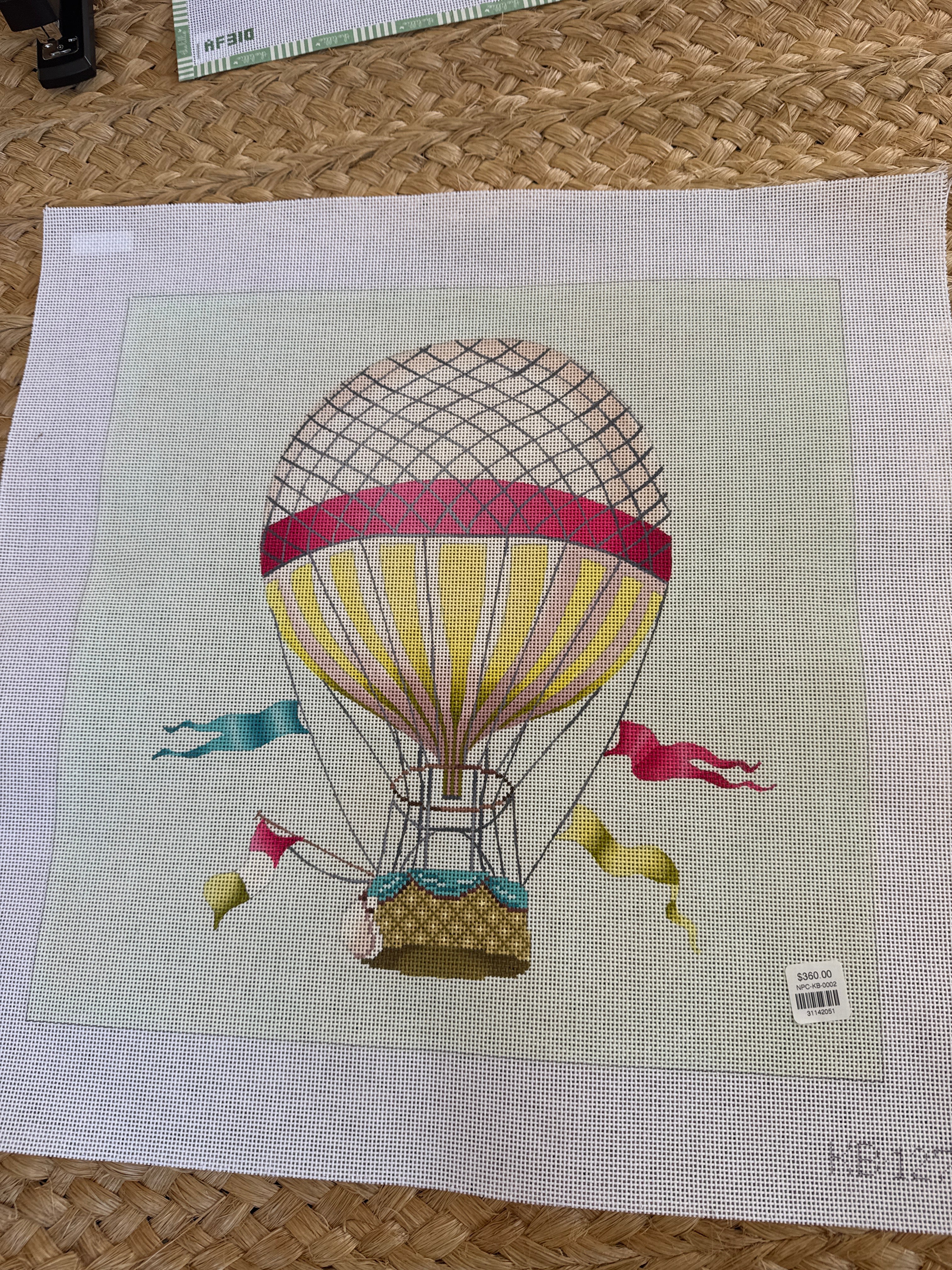 Hot Air Balloon – Large-Pink | Needlepoint Canvas
