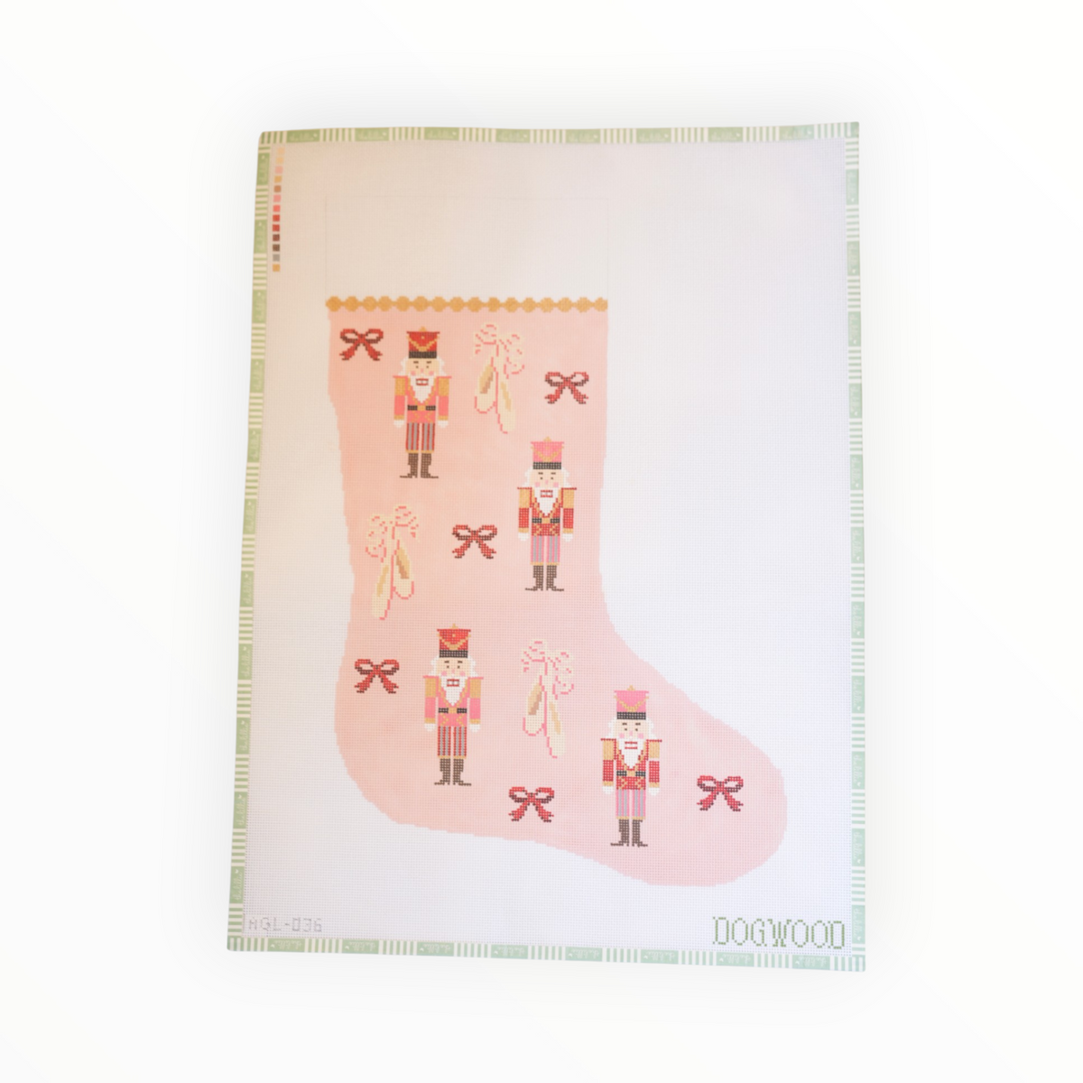 Nutcracker Ballerina Stocking needlepoint canvas by Dogwood Needlepoint, 13 mesh