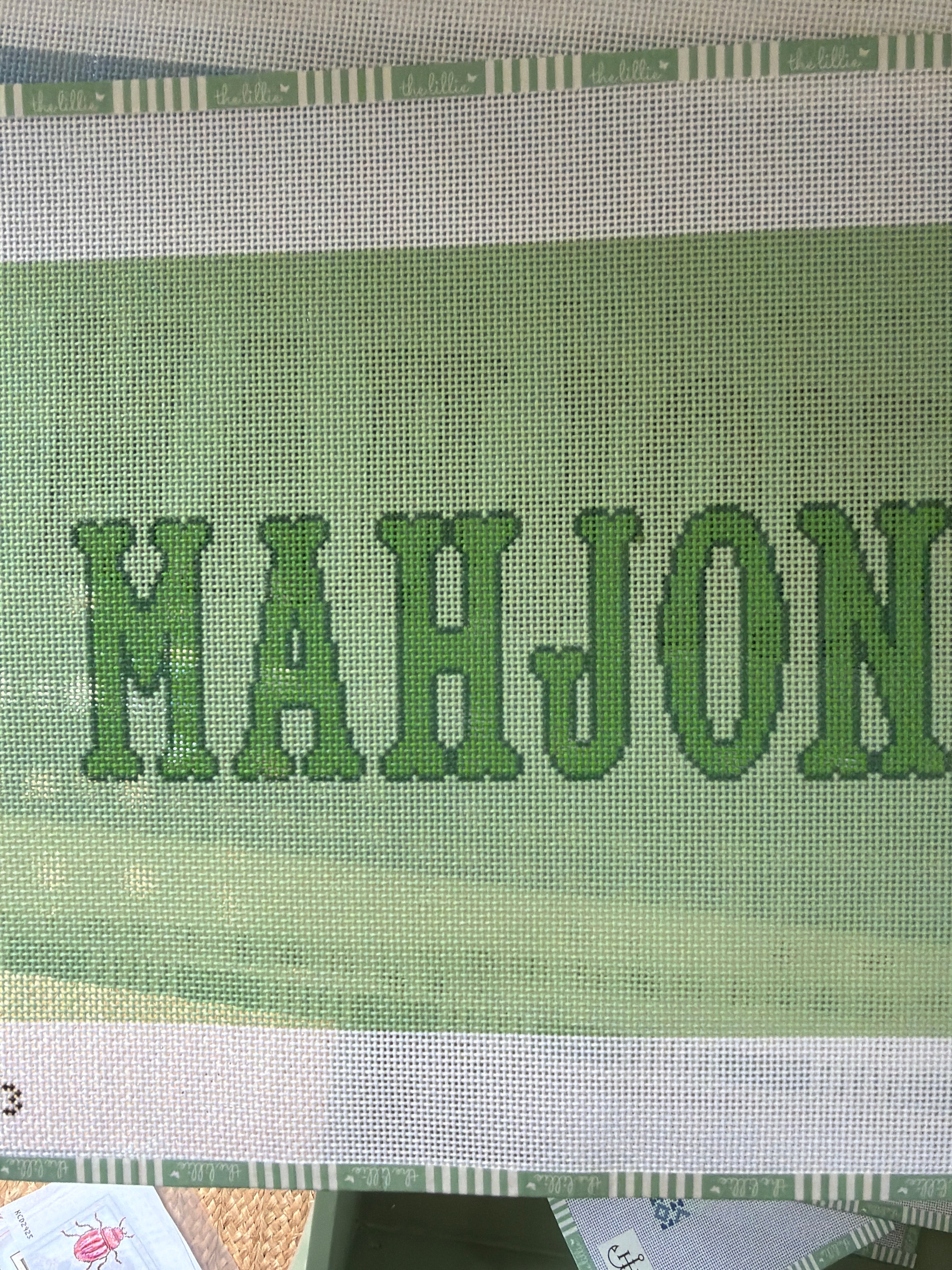 Mahjong – Green on Green | Needlepoint Canvas