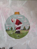 Santa Putting, 4.5" Round 13 Mesh | Needlepoint Canvas