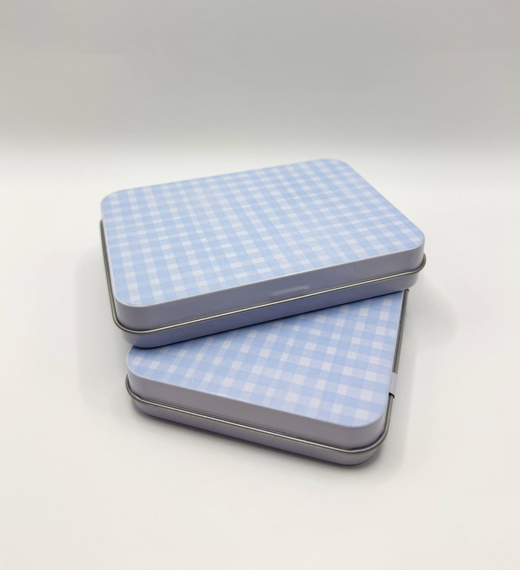 Blue Gingham Magnetic Needle Tin | Needlepoint Accessories