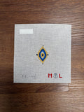 Evil Eye bag tag needlepoint canvas by Maiden Lane