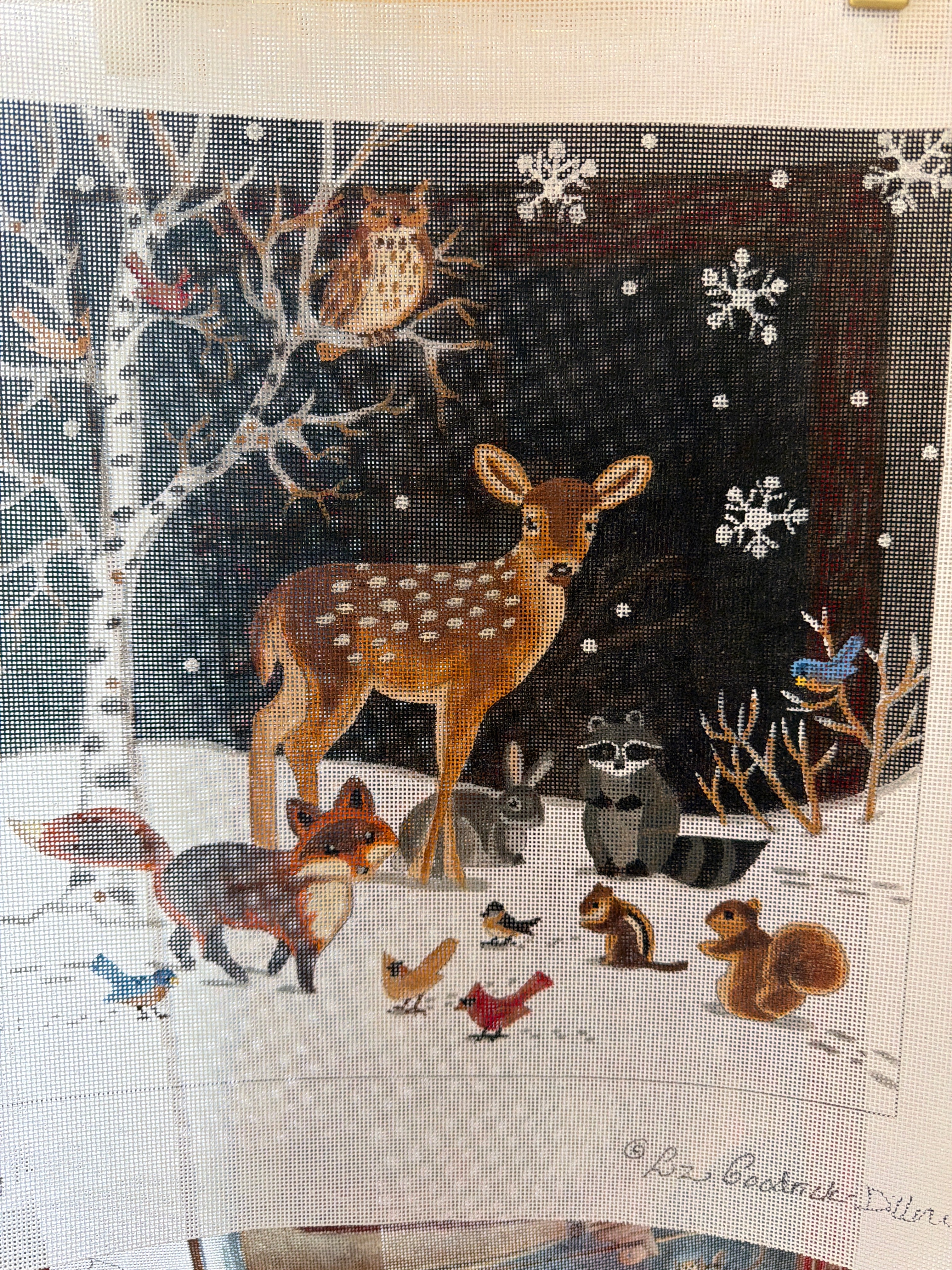 Winter Forest Friends – Night | Needlepoint Canvas