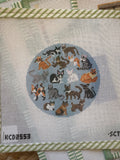 Cat Round Canvas – Blue | Needlepoint Canvas