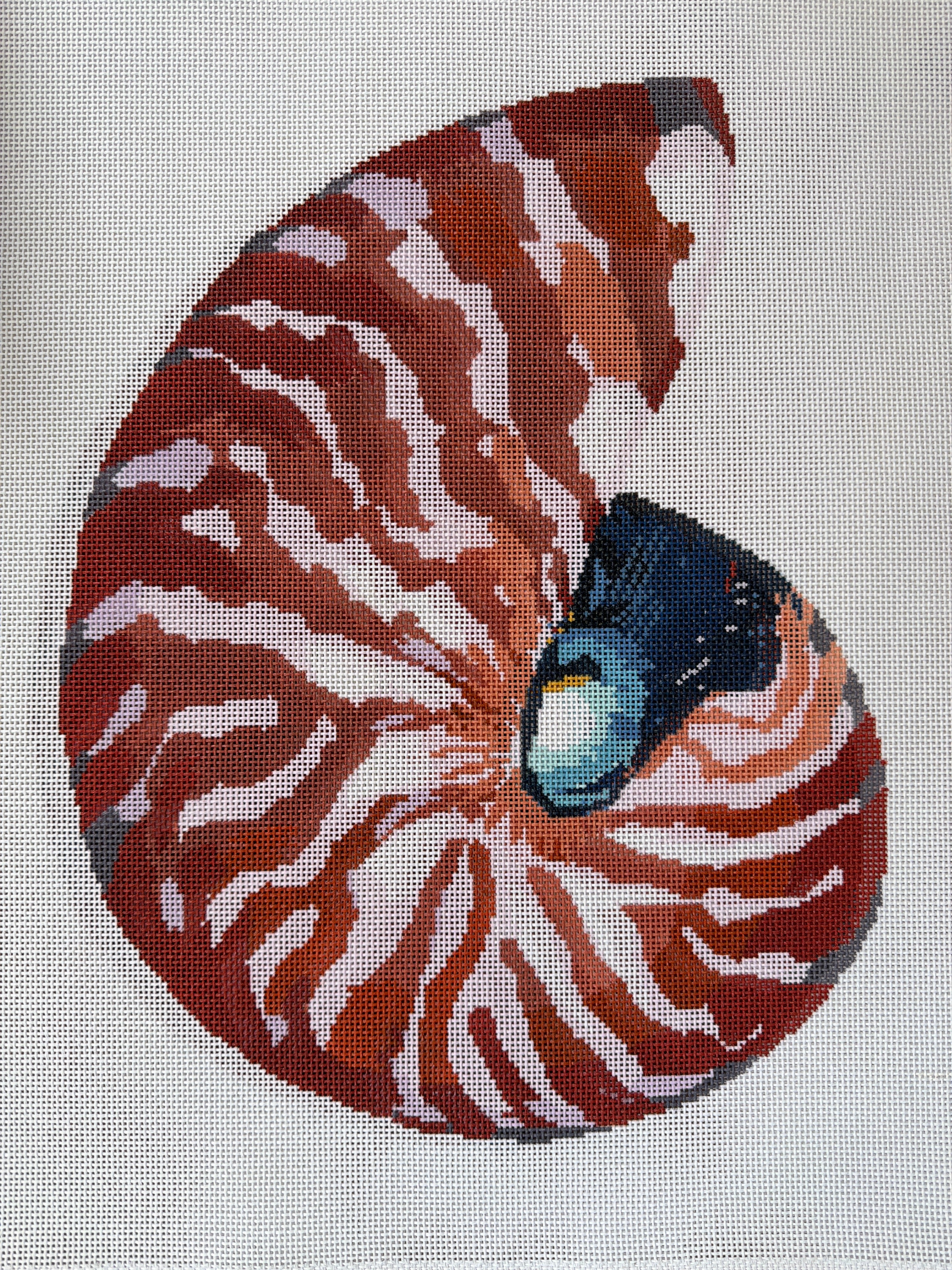 Nautilus Shell – Red | Needlepoint Canvas