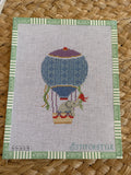 Blue and Purple Hot Air Balloon with Elephant | Needlepoint Canvas