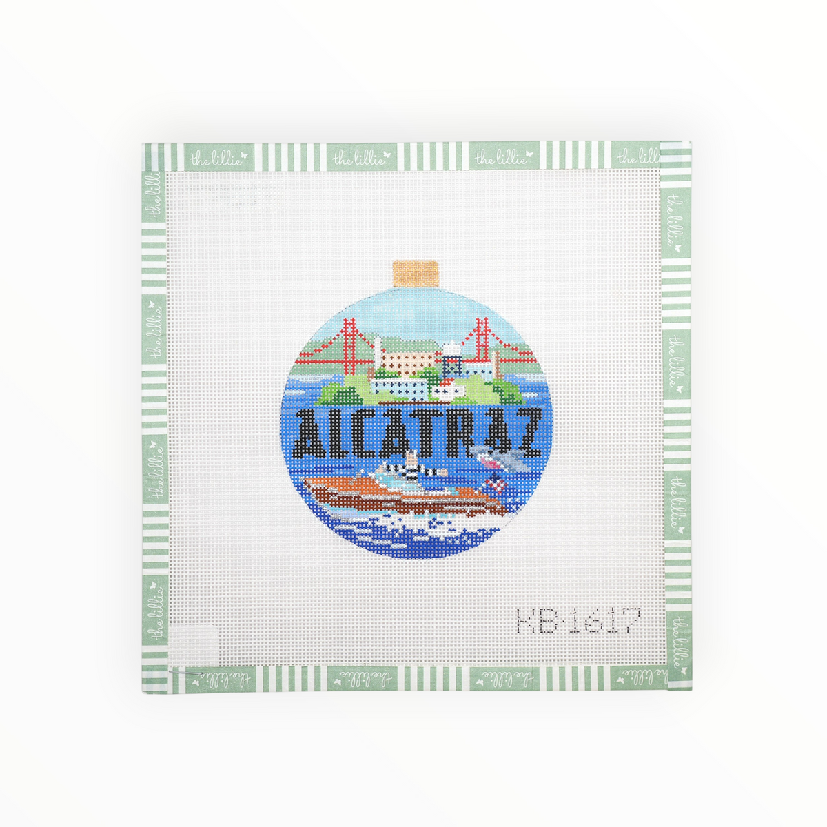 Alcatraz needlepoint canvas by Bradley Needlepoint Company