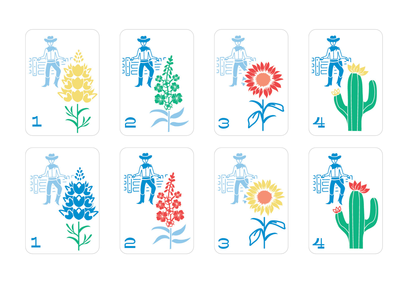 Cowgirl Americana Numbered Flower Tiles