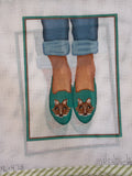 Needlepoint Fox Head Loafers – Teal | Needlepoint Canvas