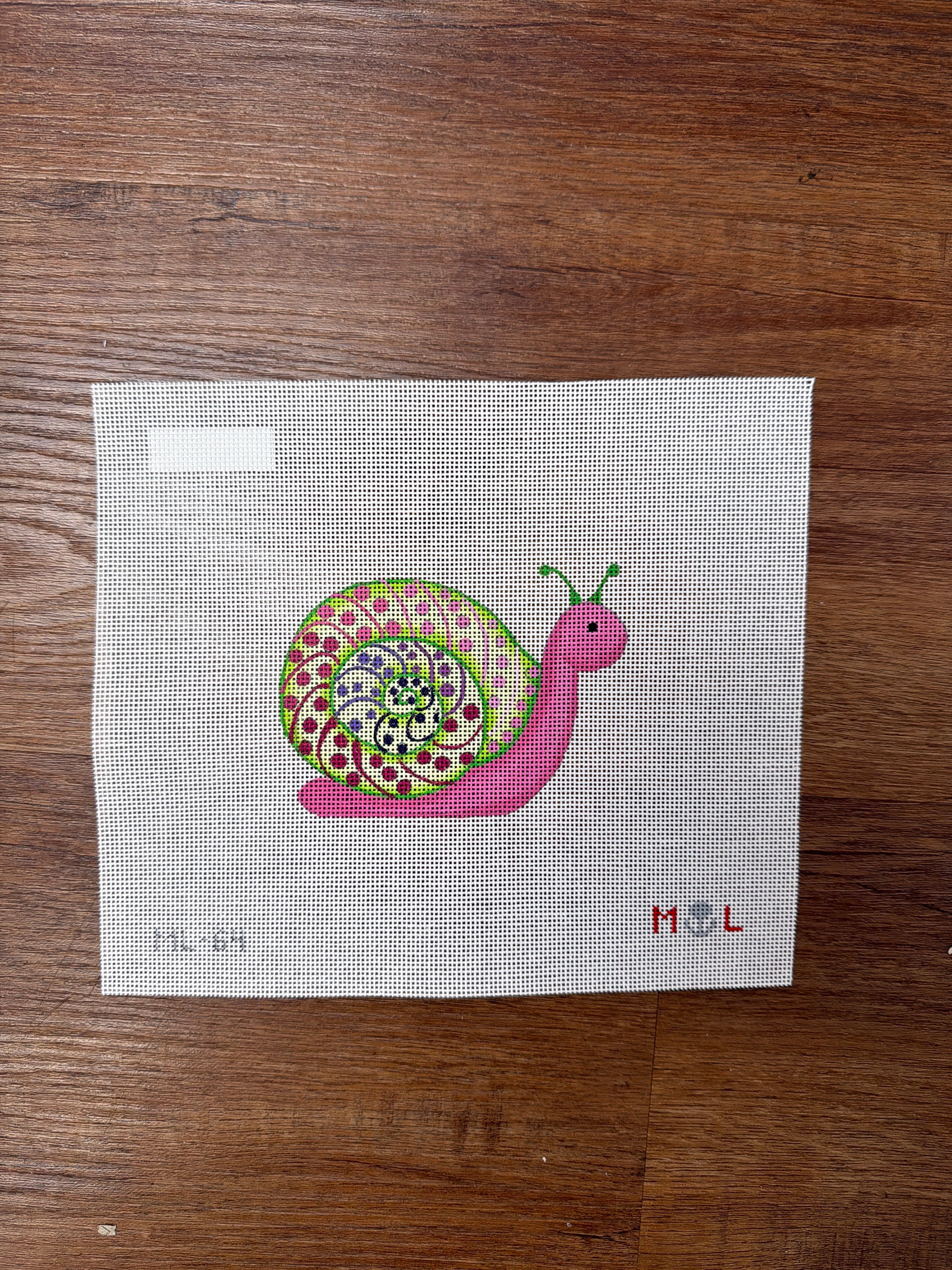 Purple Snail needlepoint canvas by Maiden Lane