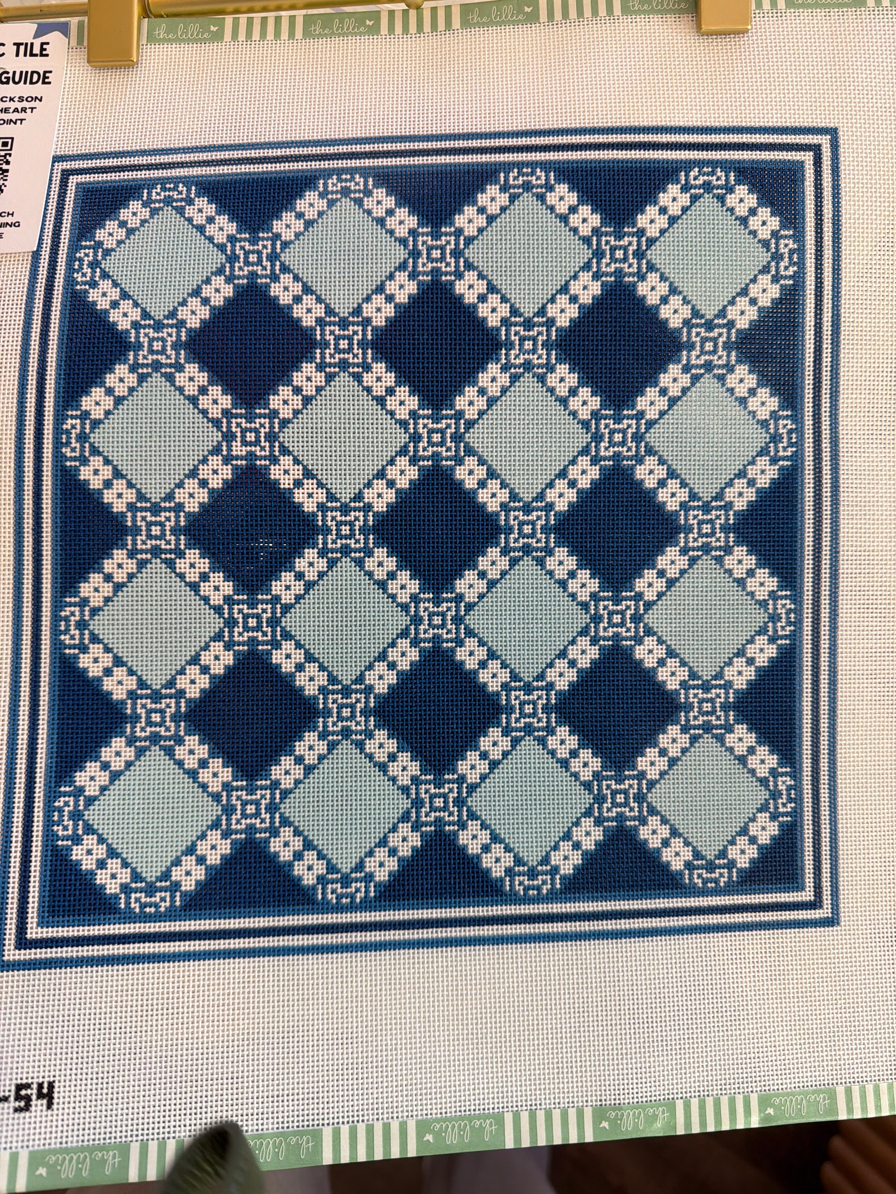 Mosaic Tile – Blue | Needlepoint Canvas