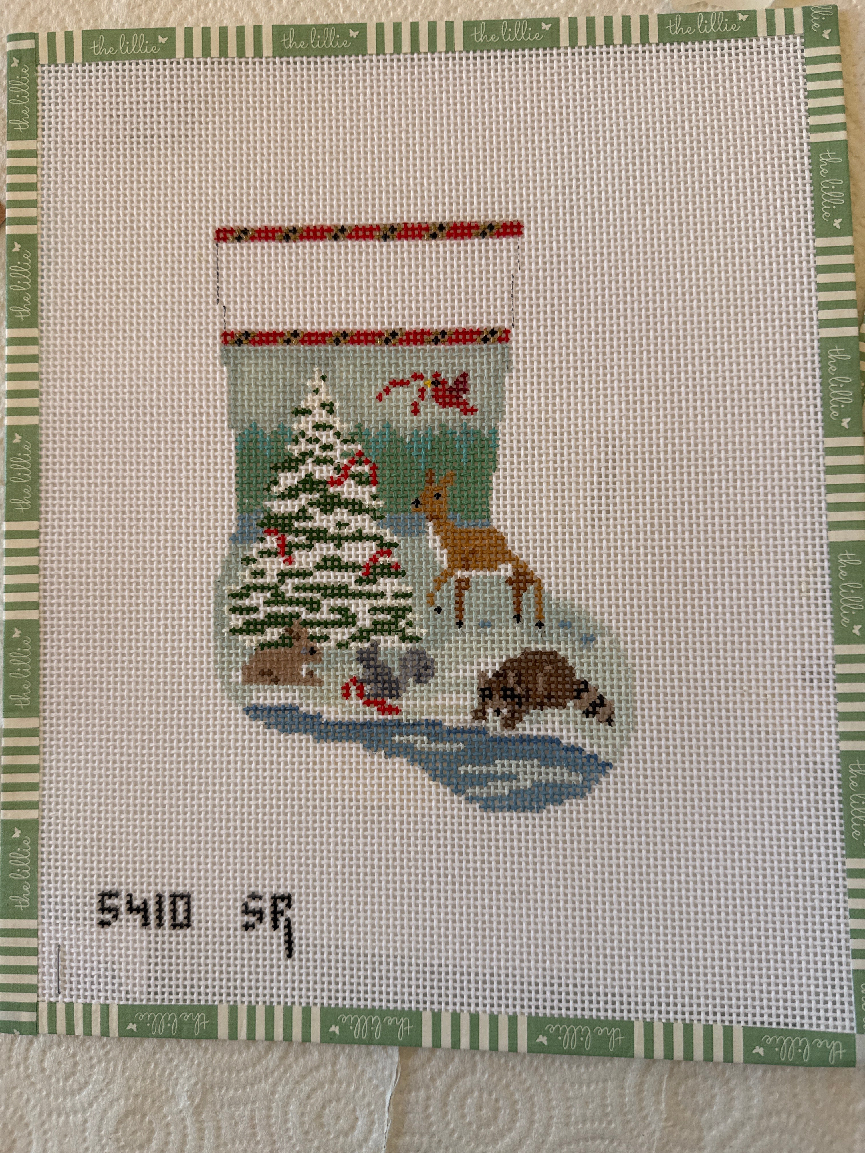Forest Animal Tree, Mini Stocking | Needlepoint Canvas