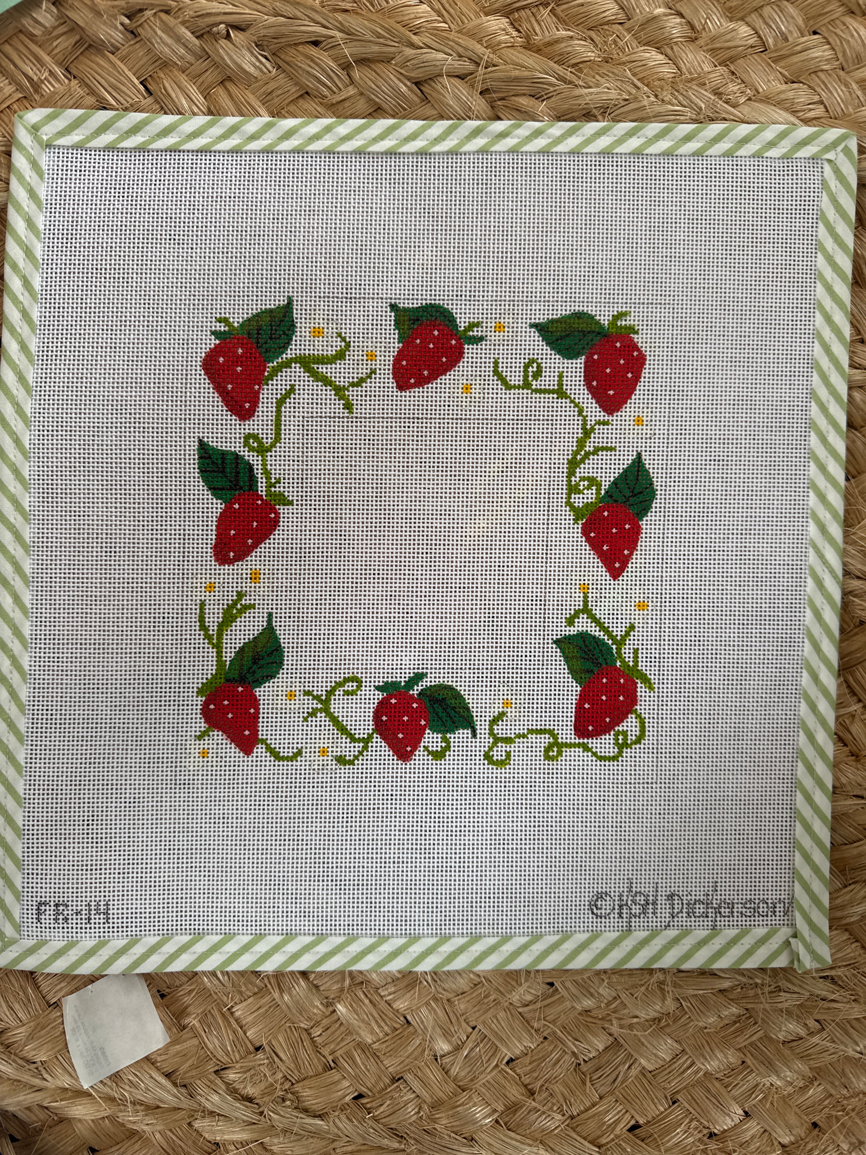 Small Square Strawberries | Needlepoint Canvas