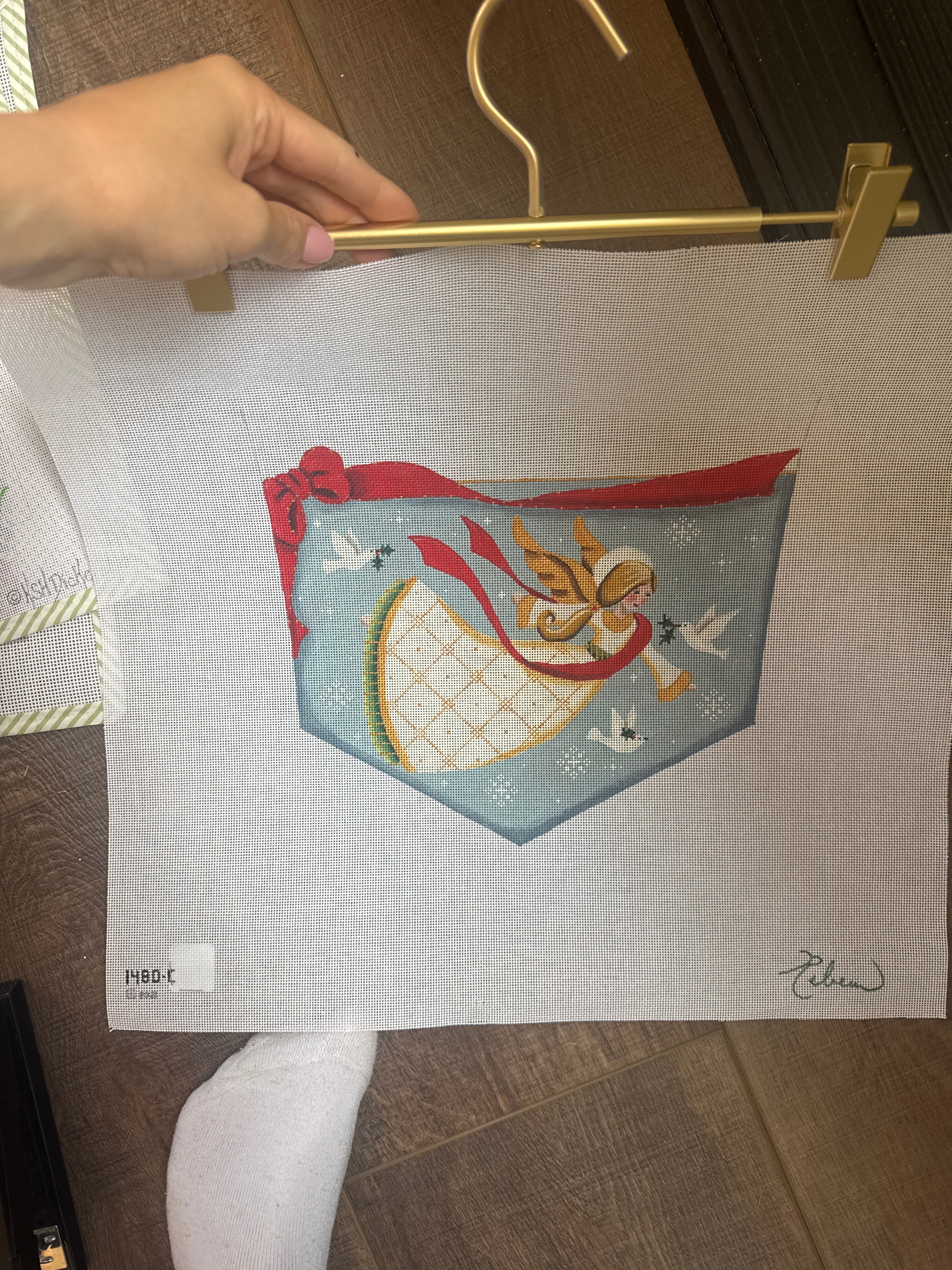 1480-C Angel with Dove Cuff | Needlepoint Canvas