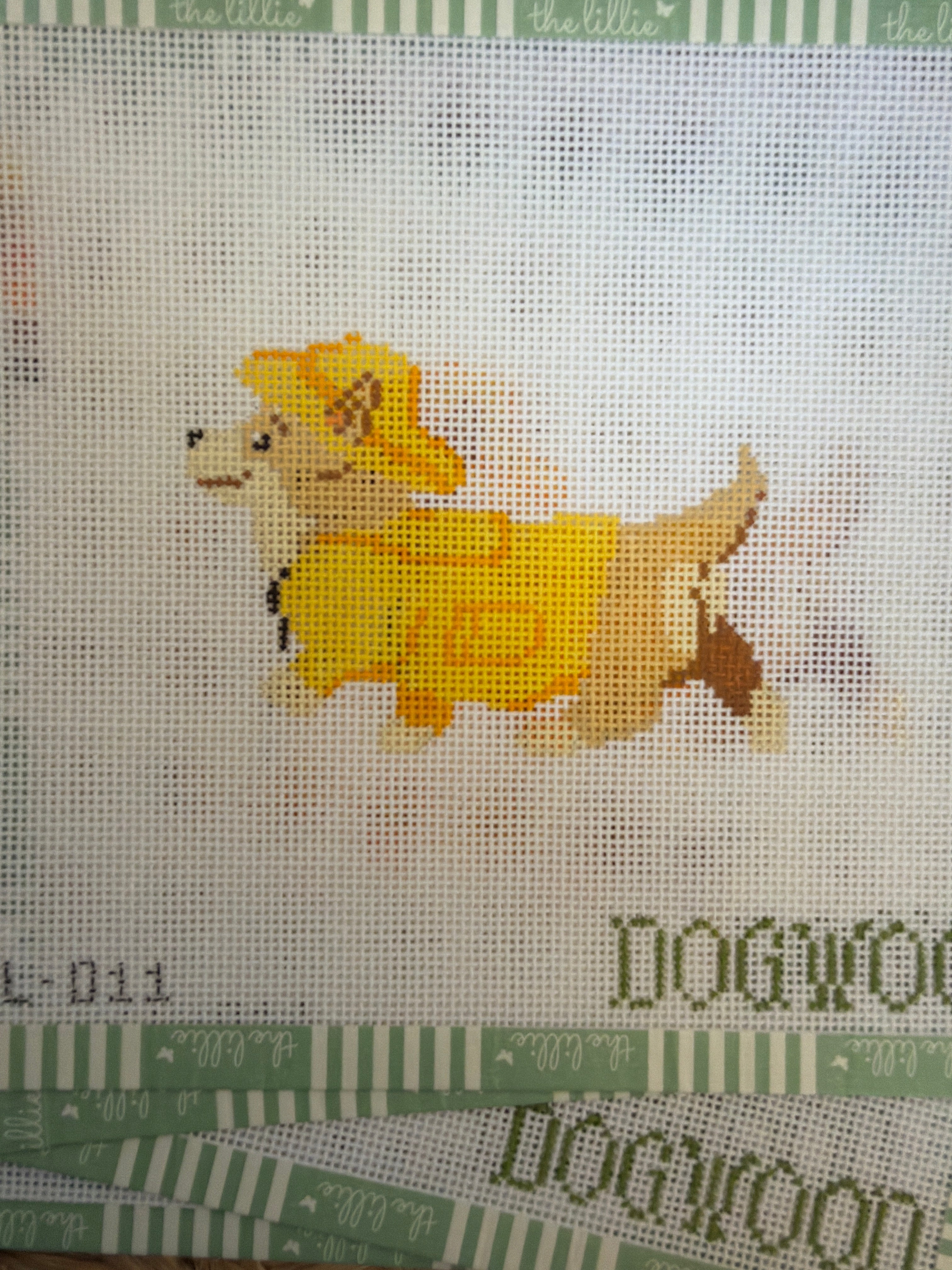 Corgi in a Raincoat | Needlepoint Canvas