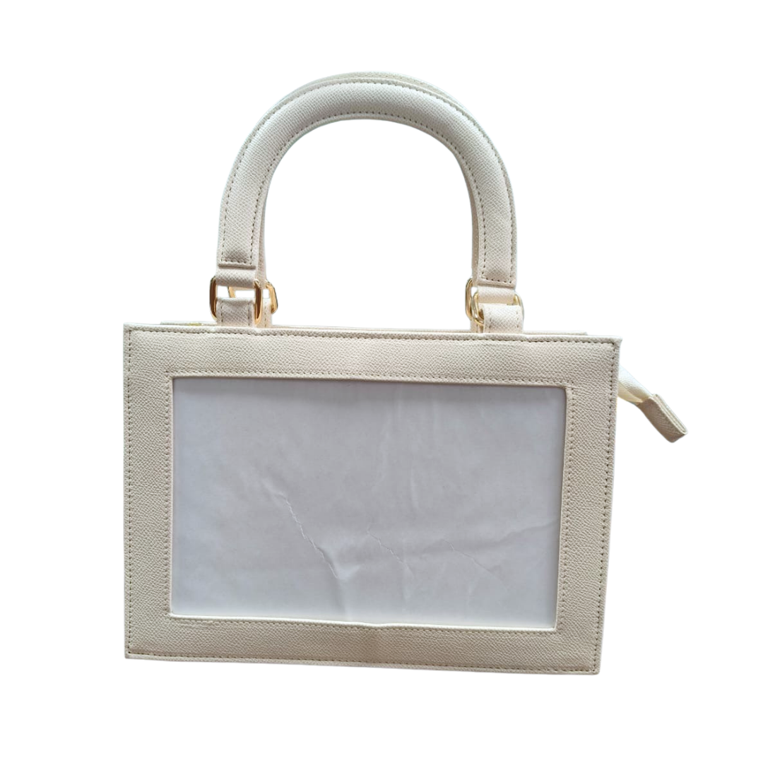 Needlepoint Self-Finishing Leather Purse in Cream